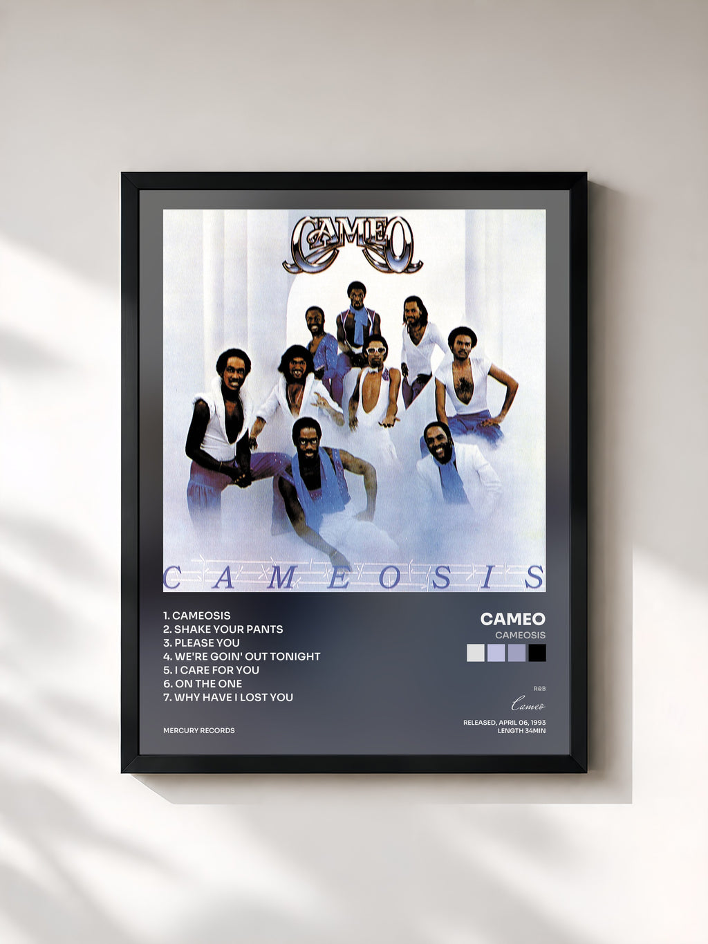 #noir Tableau de l'album Cameosis de Cameo, cadre noir, imprimé et encadré en France