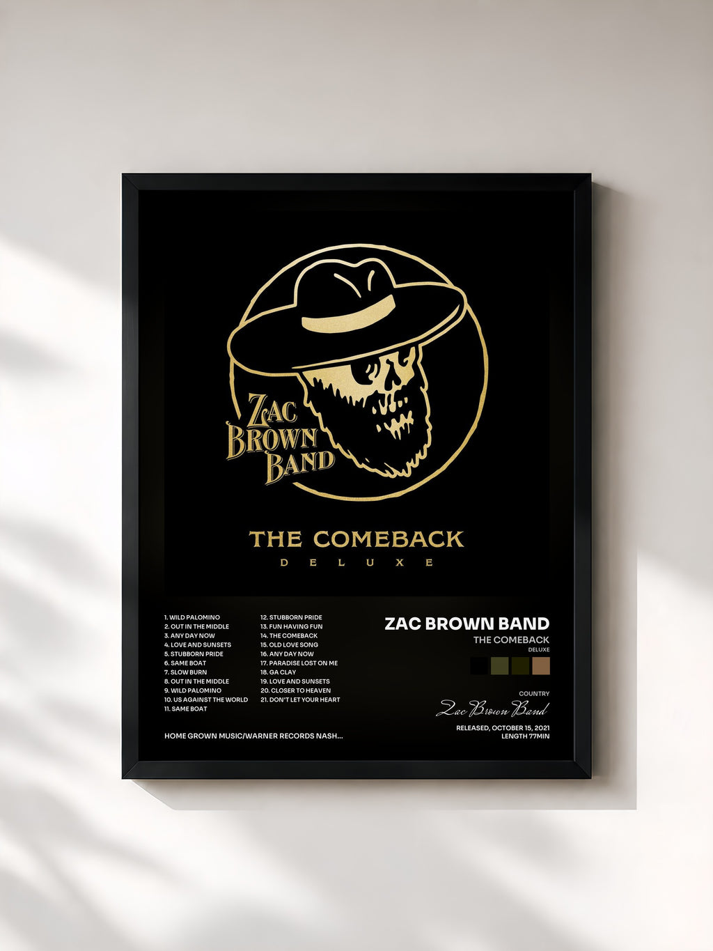 #noir Tableau de l'album The Comeback (Deluxe) de Zac Brown Band, cadre noir, imprimé et encadré en France
