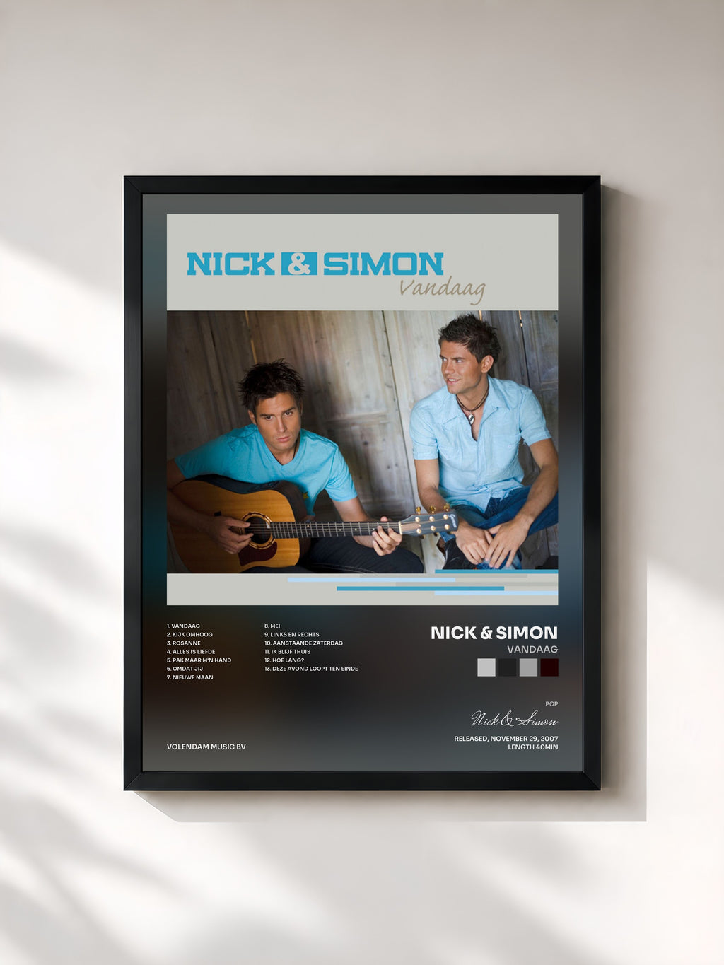 #noir Tableau de l'album Vandaag de Nick & Simon, cadre noir, imprimé et encadré en France