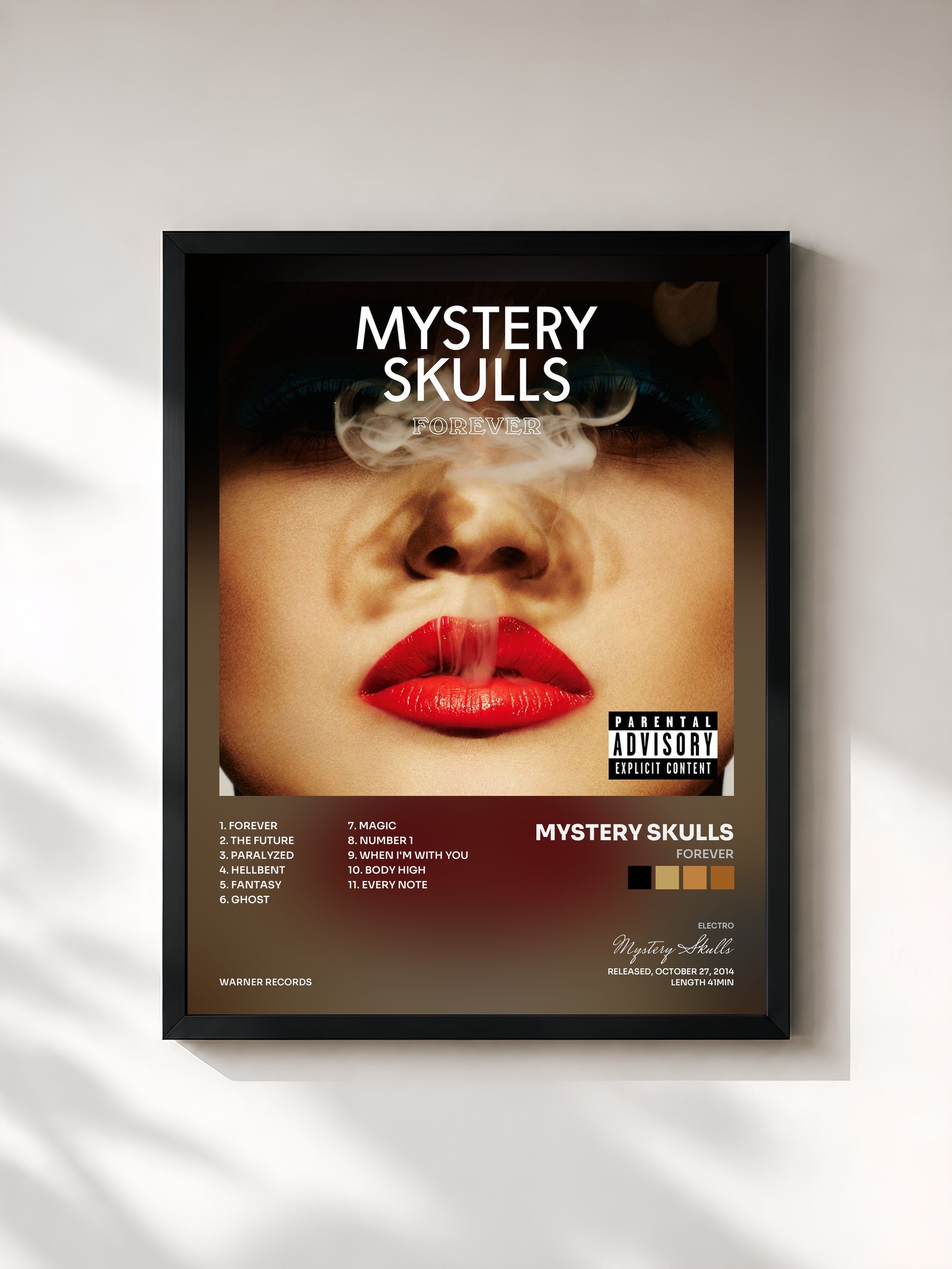 #noir Tableau de l'album Forever de Mystery Skulls, cadre noir, imprimé et encadré en France