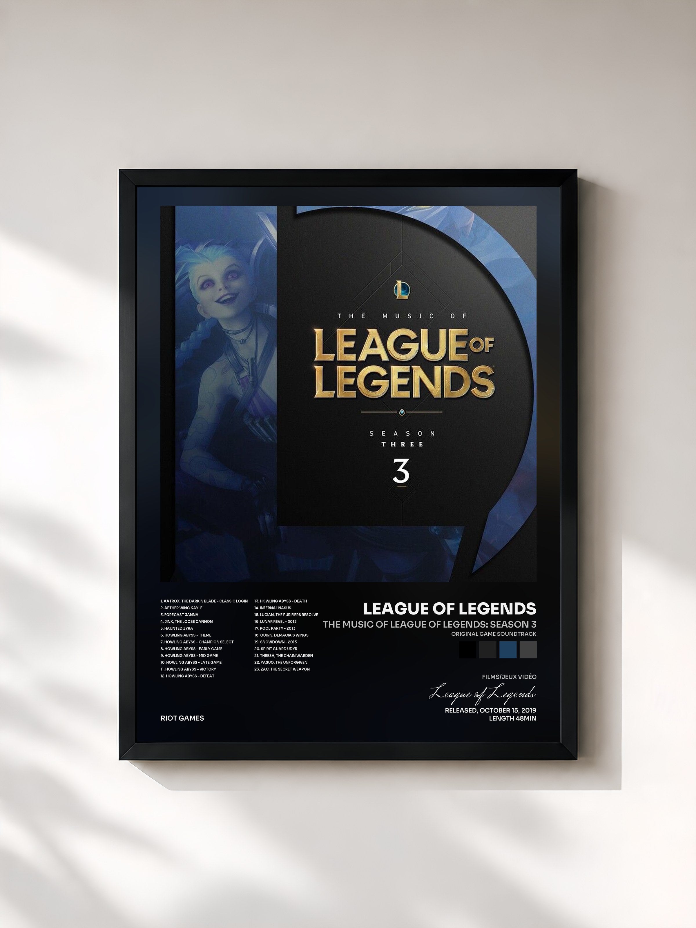 #noir Tableau de l'album The Music of League of Legends: Season 3 (Original Game Soundtrack) de League of Legends, cadre noir, imprimé et encadré en France
