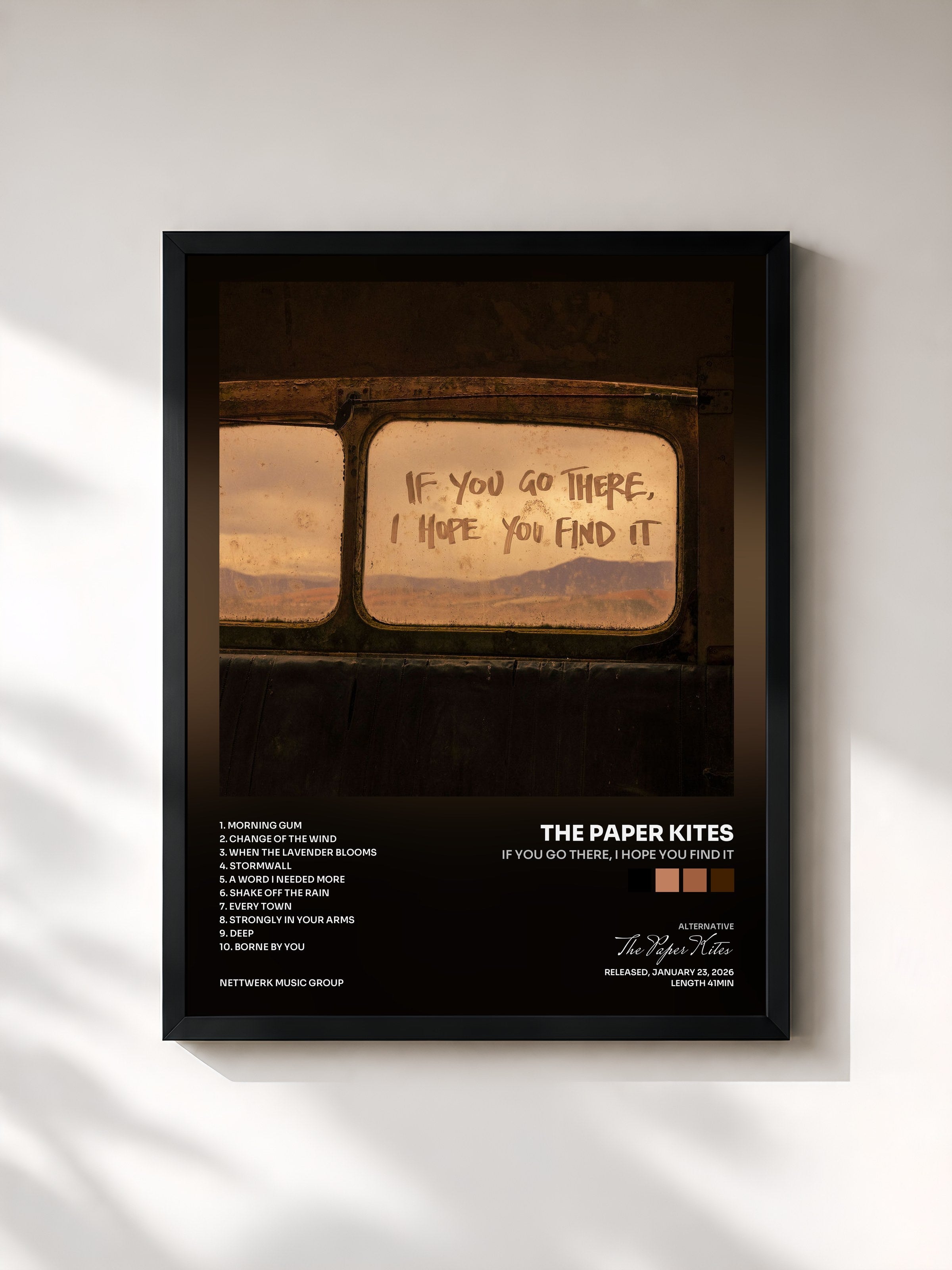 #noir Tableau de l'album If You Go There, I Hope You Find It de The Paper Kites, cadre noir, imprimé et encadré en France