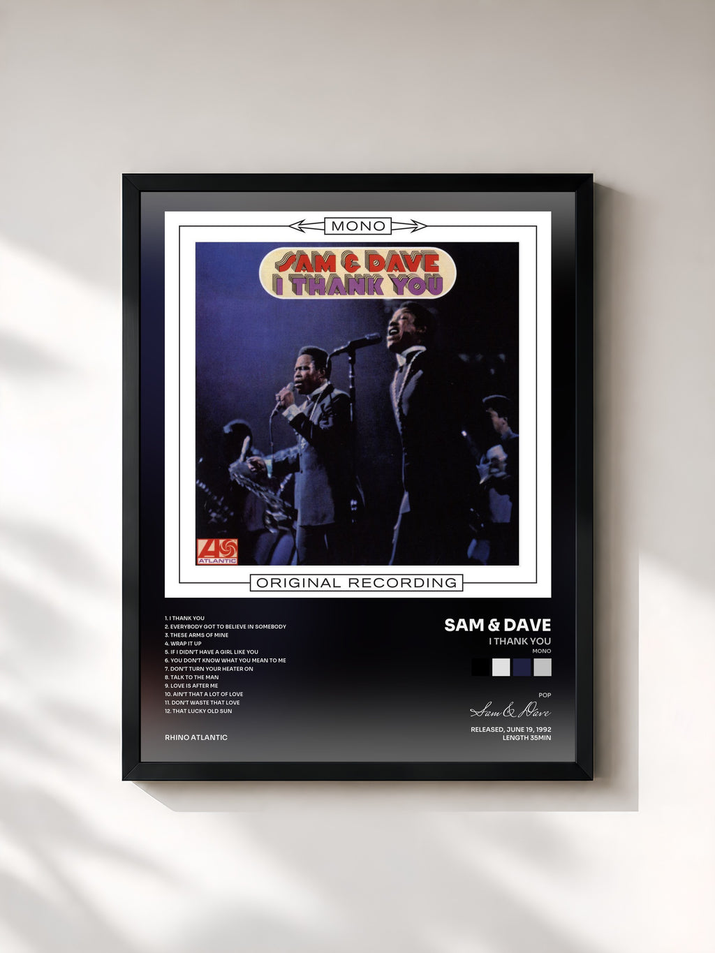 #noir Tableau de l'album I Thank You (Mono) de Sam & Dave, cadre noir, imprimé et encadré en France