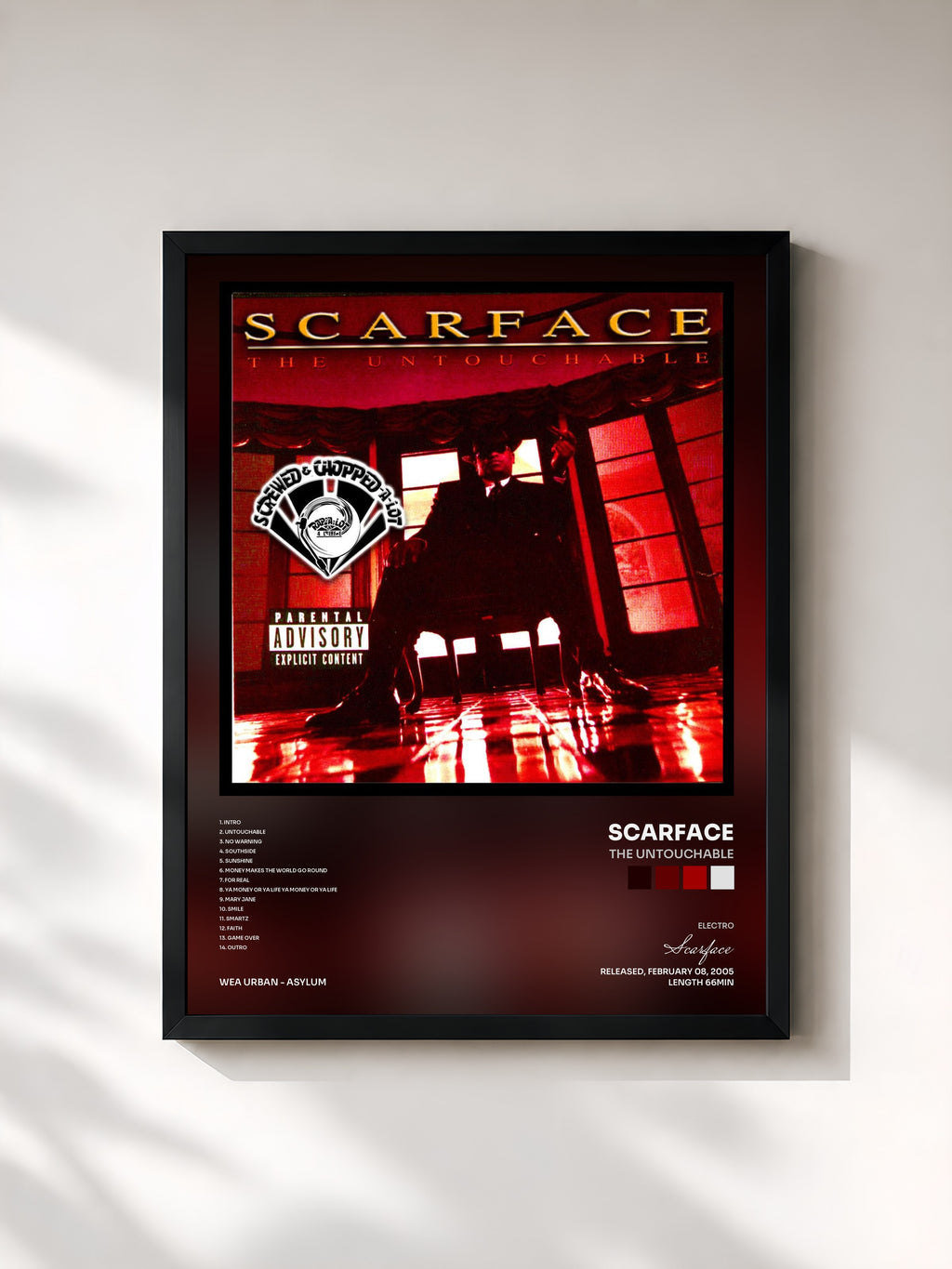 #noir Tableau de l'album The Untouchable de Scarface, cadre noir, imprimé et encadré en France
