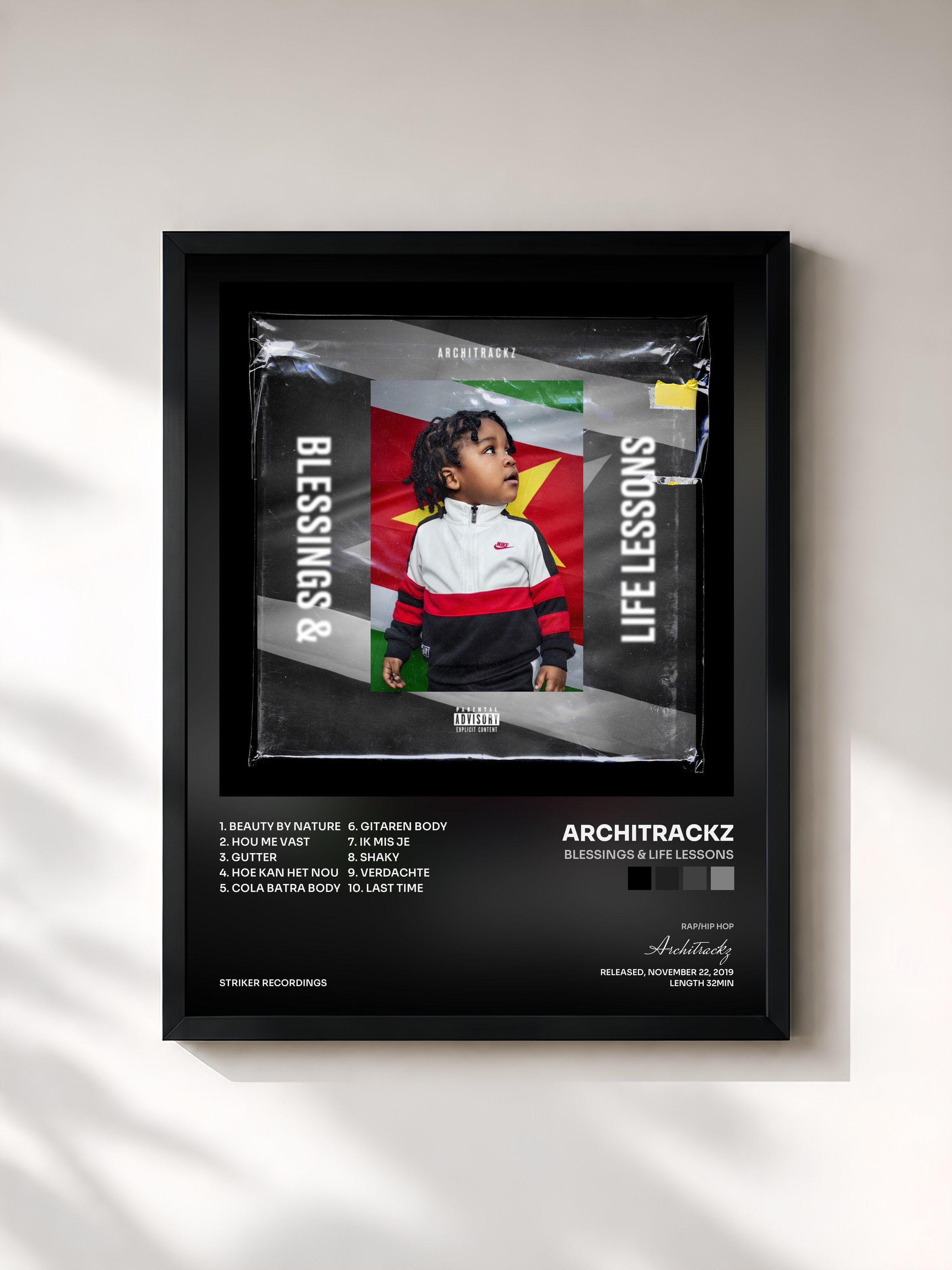#noir Tableau de l'album Blessings & Life Lessons de Architrackz, cadre noir, imprimé et encadré en France