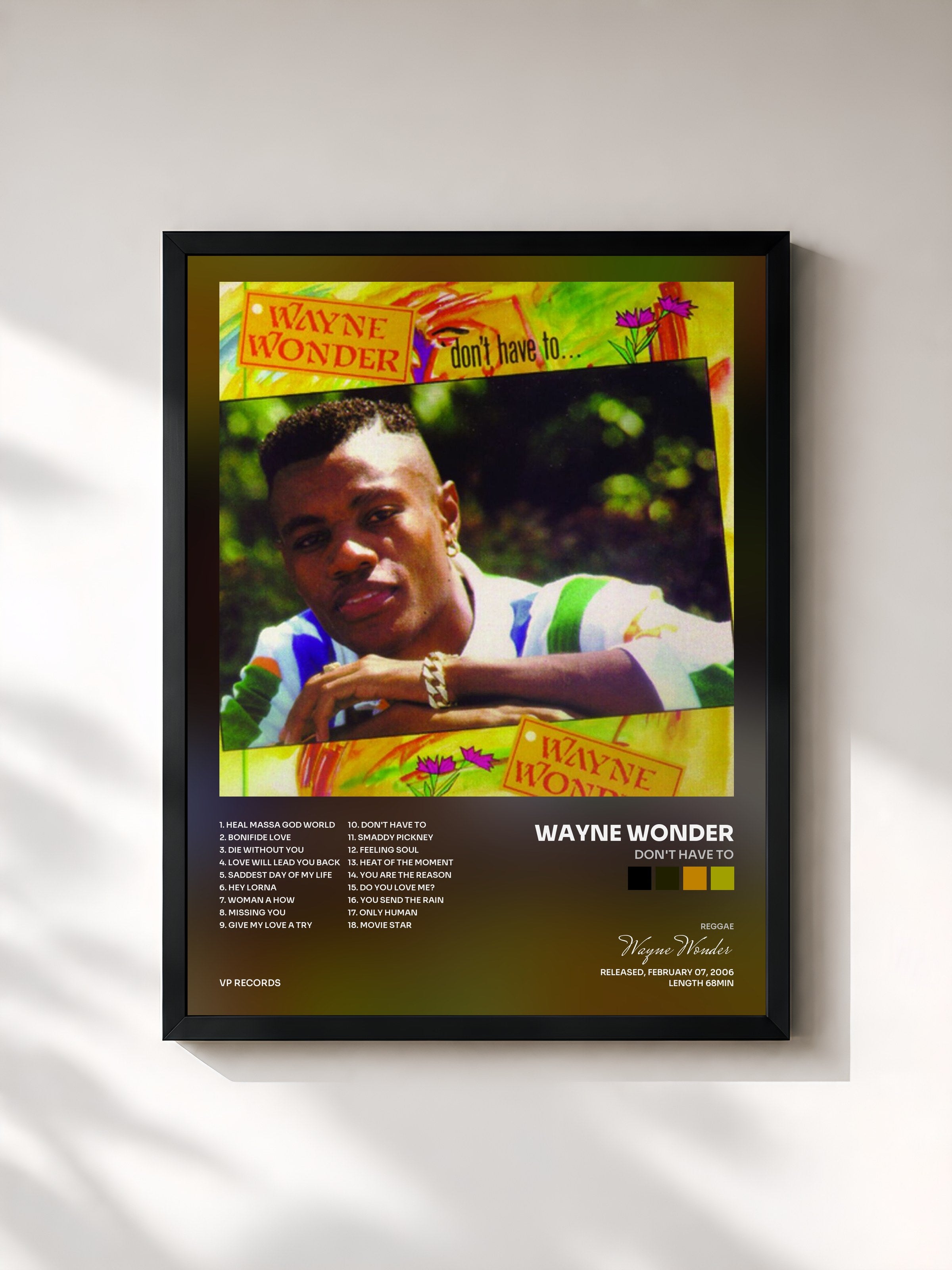 #noir Tableau de l'album Don't Have To de Wayne Wonder, cadre noir, imprimé et encadré en France