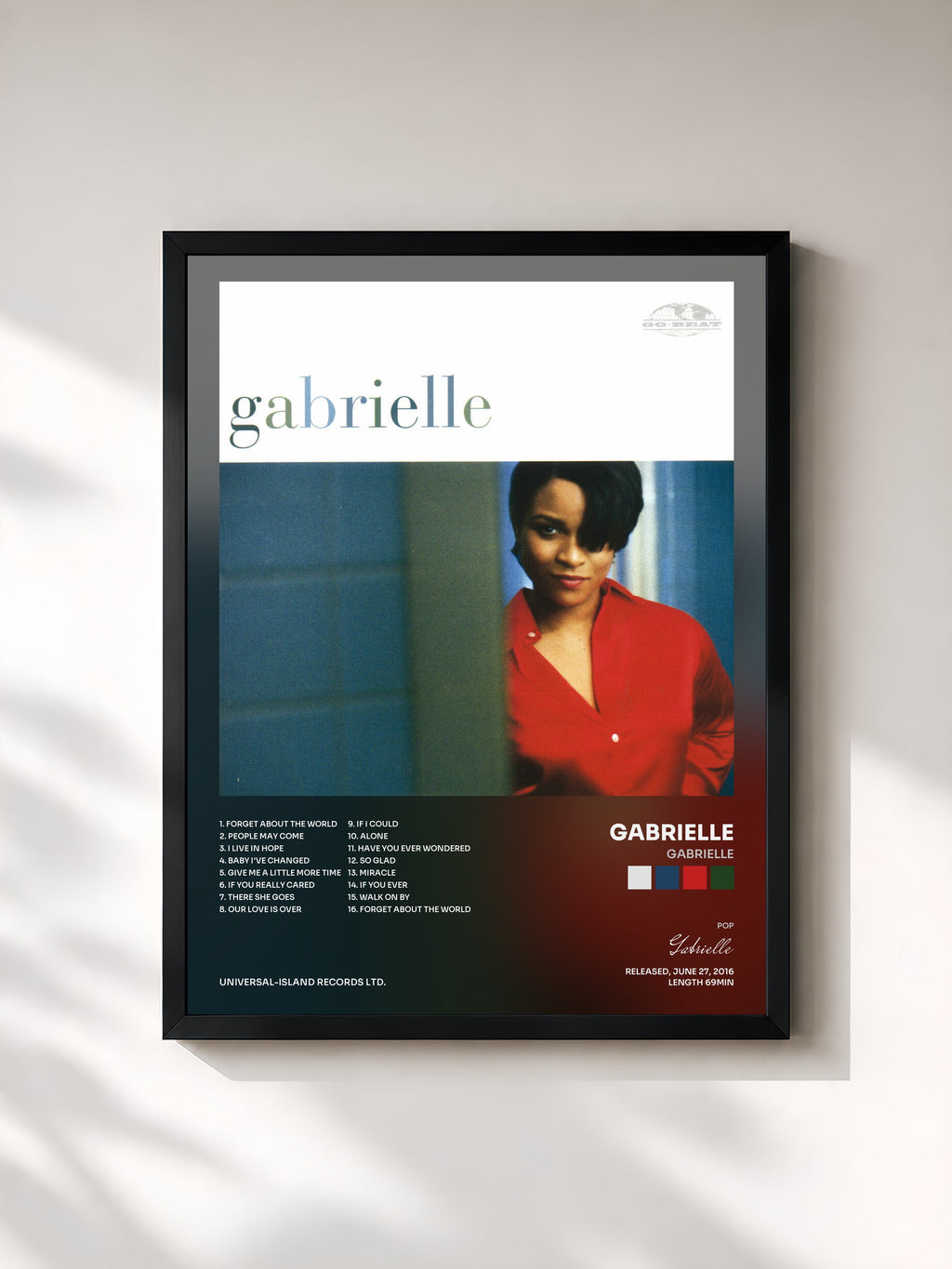 #noir Tableau de l'album Gabrielle de Gabrielle, cadre noir, imprimé et encadré en France