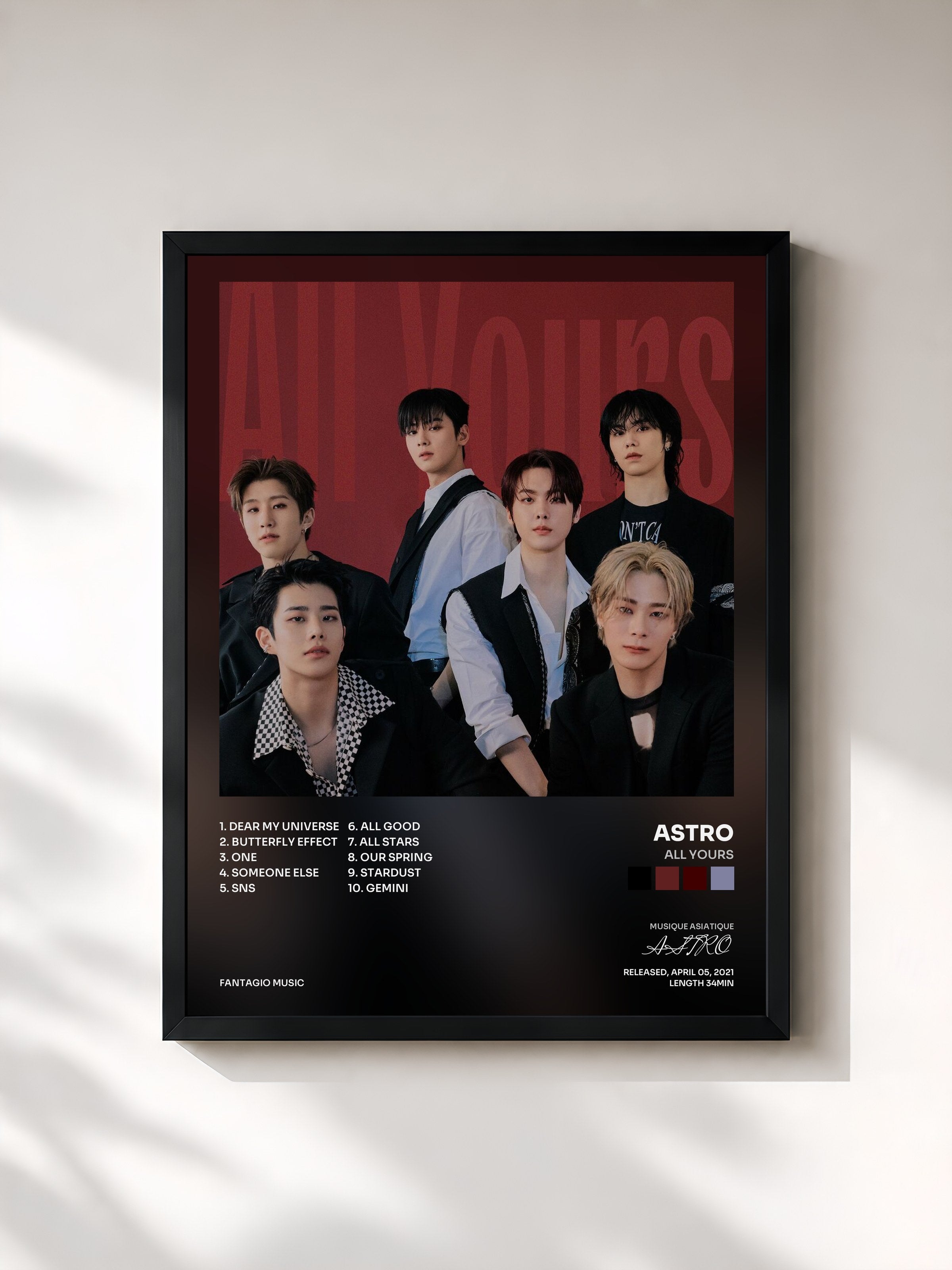#noir Tableau de l'album All Yours de ASTRO, cadre noir, imprimé et encadré en France