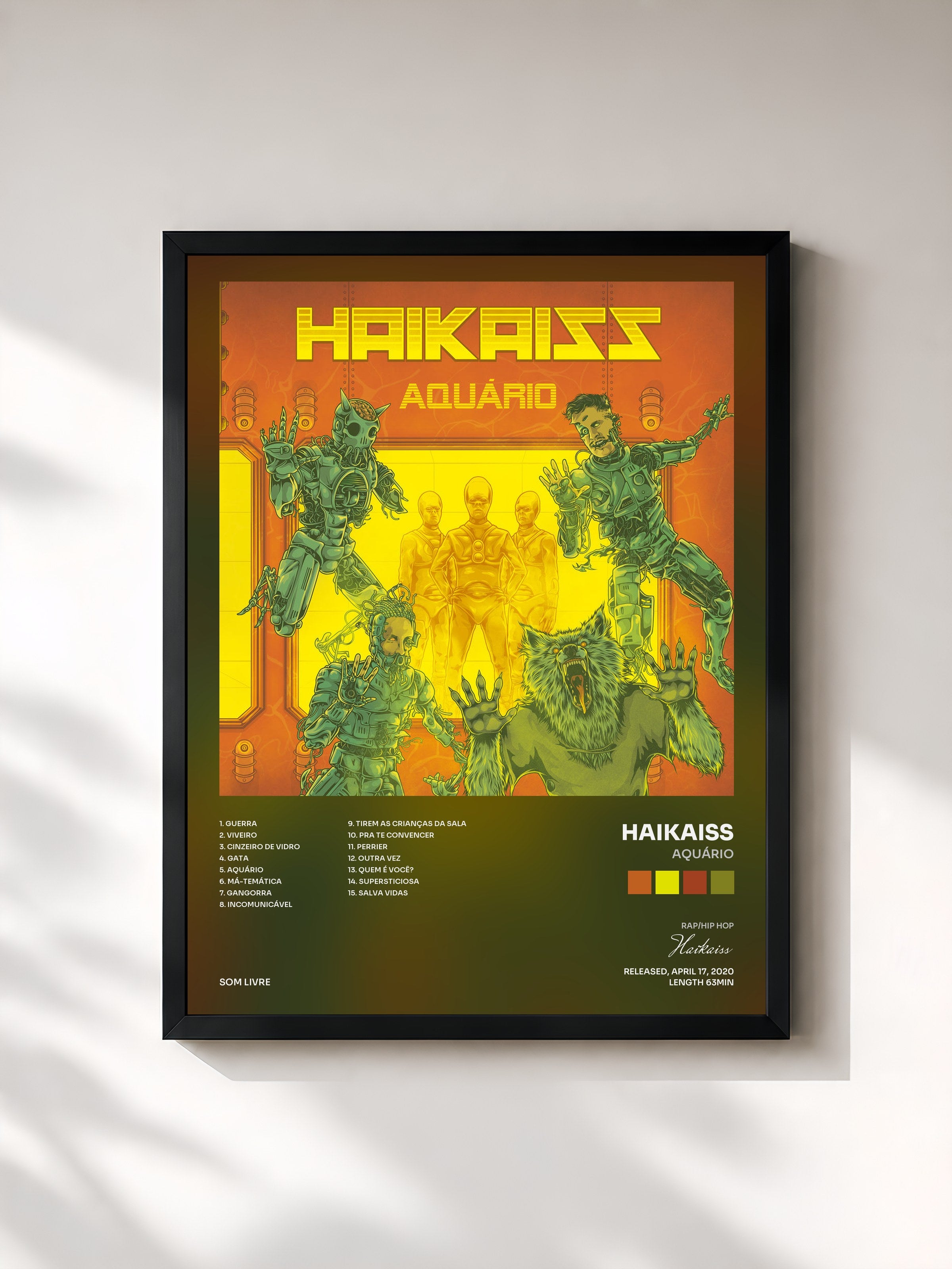 #noir Tableau de l'album Aquário de Haikaiss, cadre noir, imprimé et encadré en France