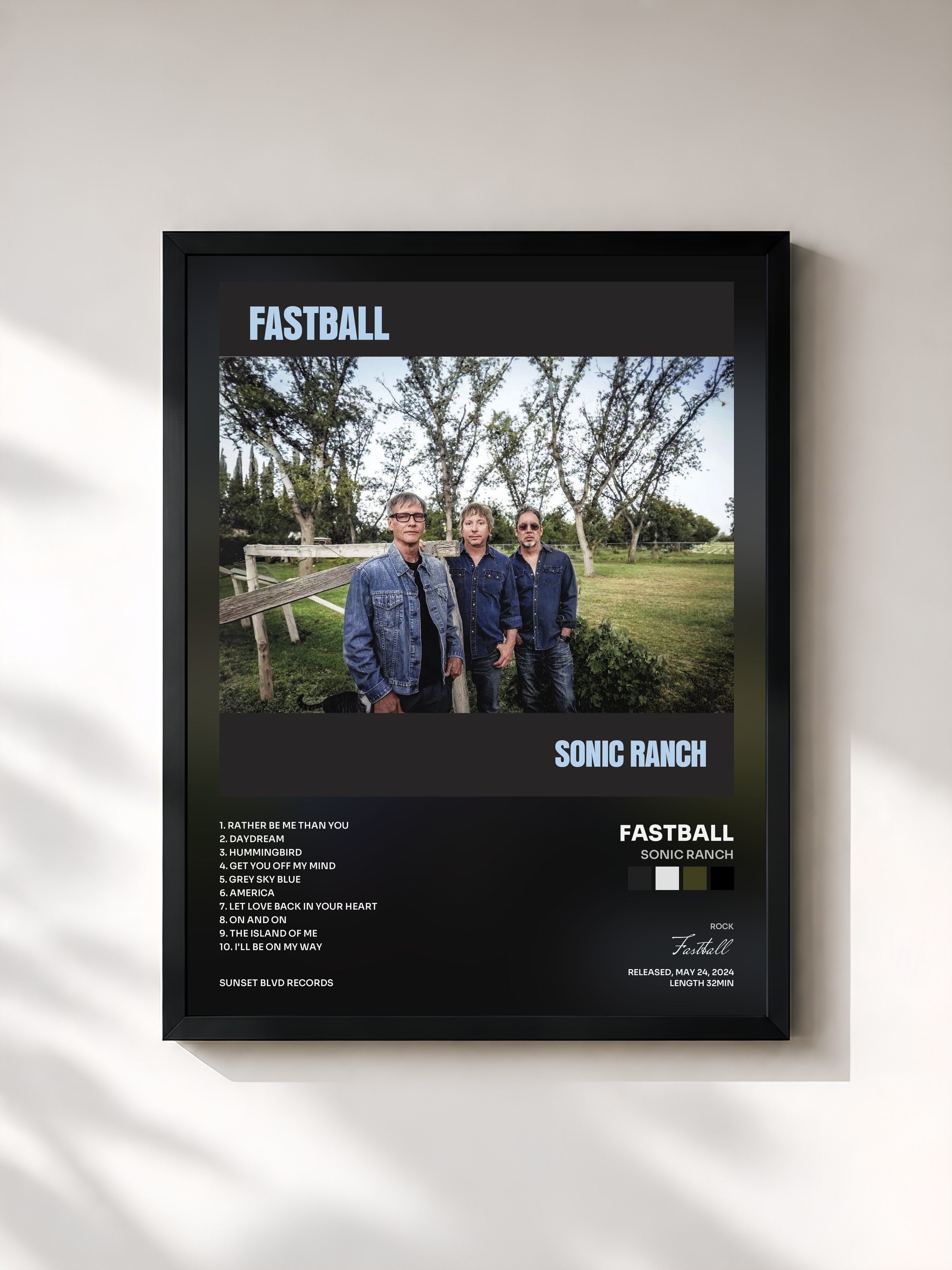 #noir Tableau de l'album Sonic Ranch de Fastball, cadre noir, imprimé et encadré en France
