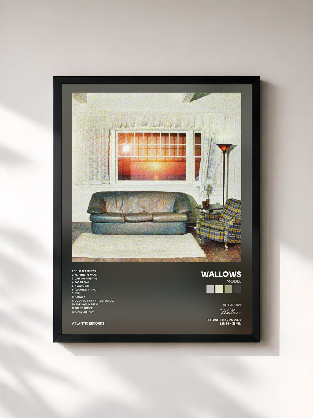 #noir Tableau de l'album Model de Wallows, cadre noir, imprimé et encadré en France