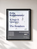 #noir Tableau de l'album Kings & Queens (The Remixes) de Fritz Kalkbrenner, cadre noir, imprimé et encadré en France