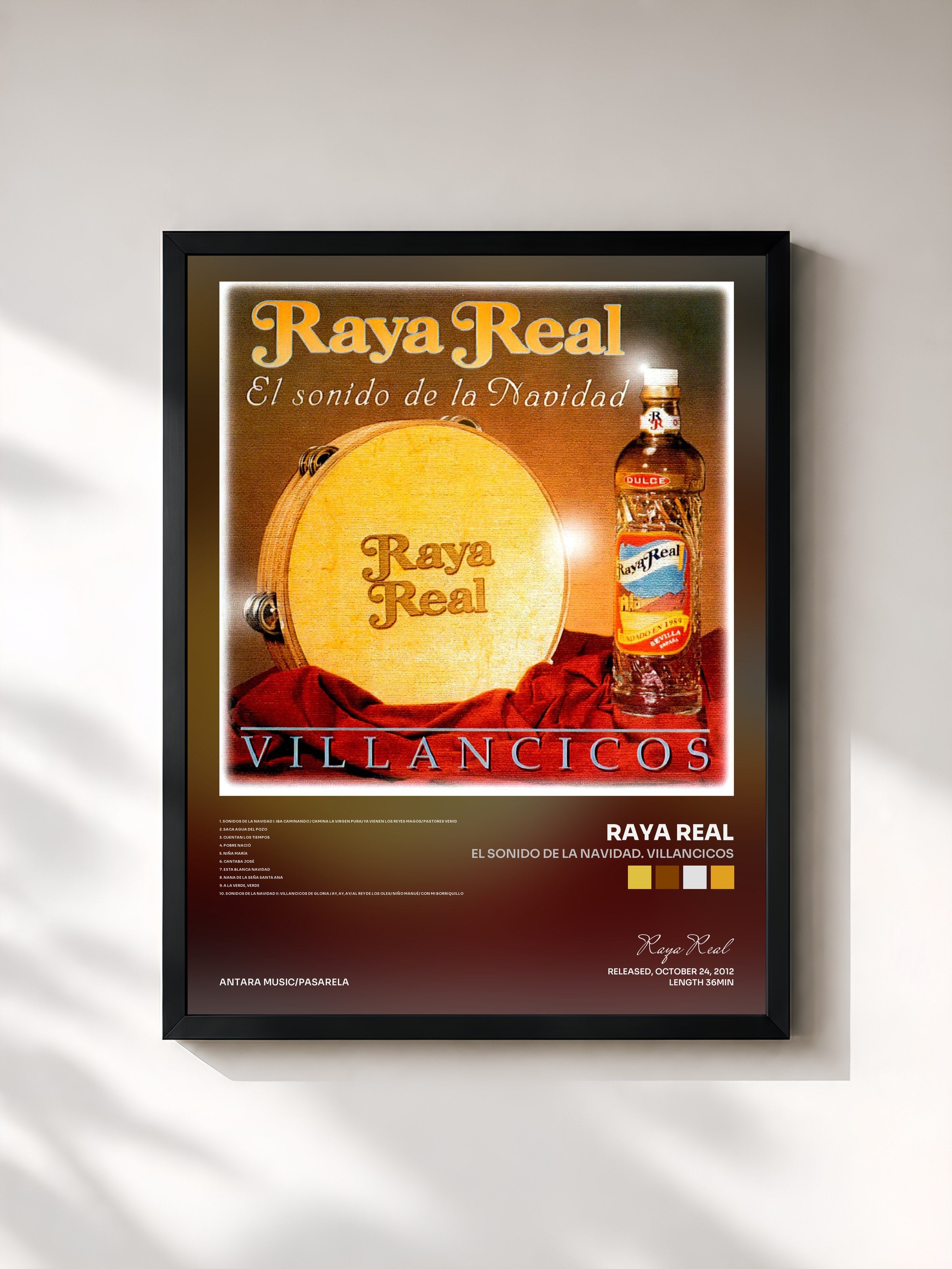 #noir Tableau de l'album El Sonido de la Navidad. Villancicos de Raya Real, cadre noir, imprimé et encadré en France