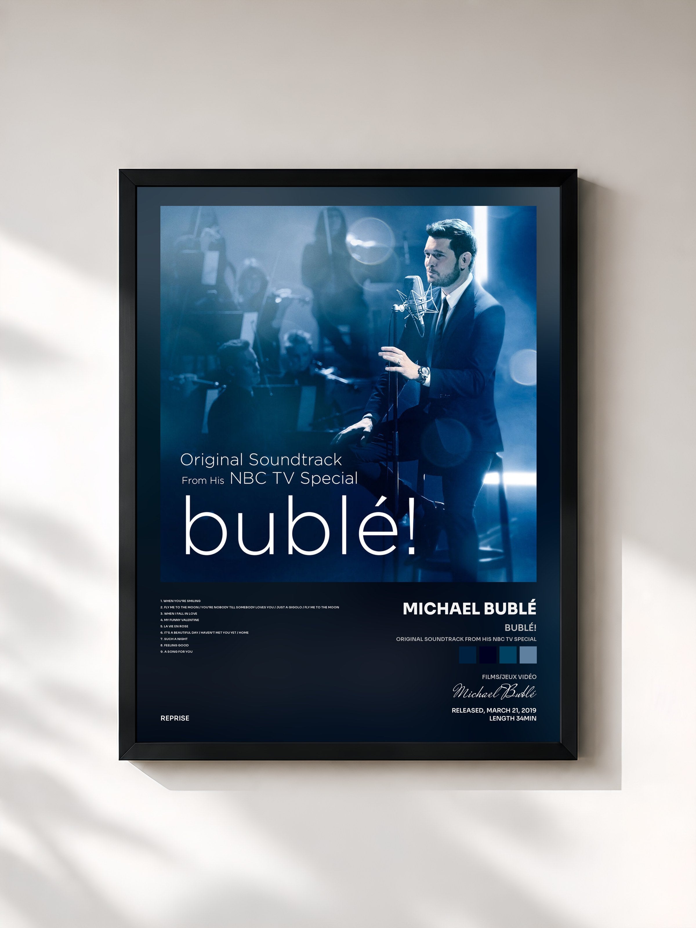 #noir Tableau de l'album Bublé! (Original Soundtrack from his NBC TV Special) de Michael Bublé, cadre noir, imprimé et encadré en France