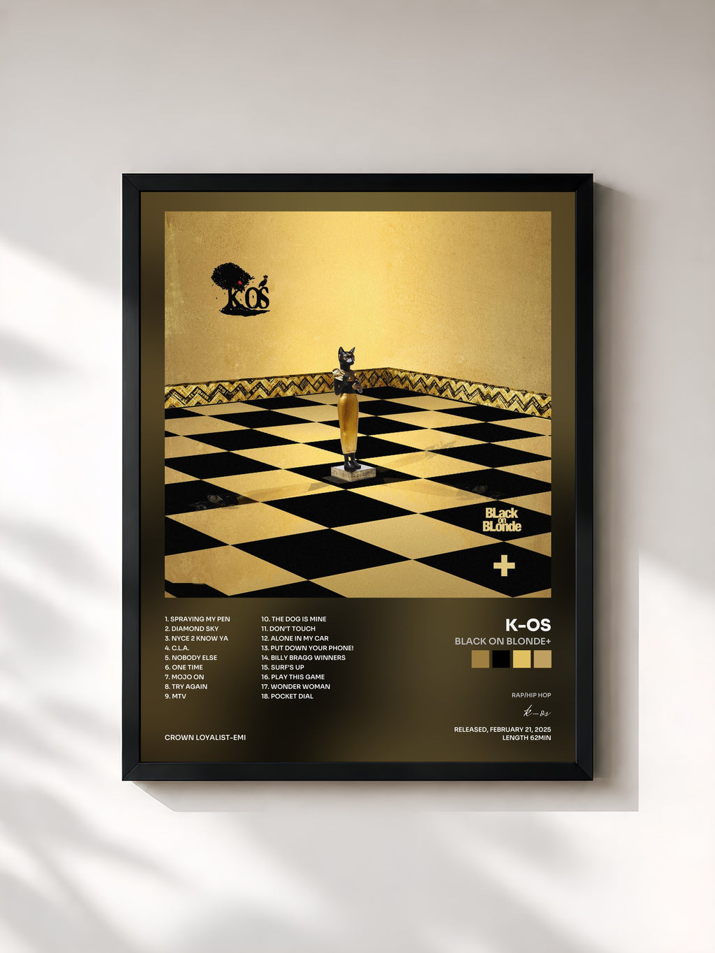#noir Tableau de l'album BLack On BLonde+ de k-os, cadre noir, imprimé et encadré en France
