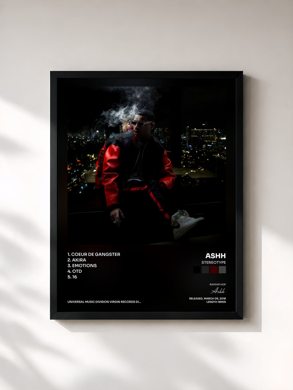 #noir Tableau de l'album STEREOTYPE de Ashh, cadre noir, imprimé et encadré en France