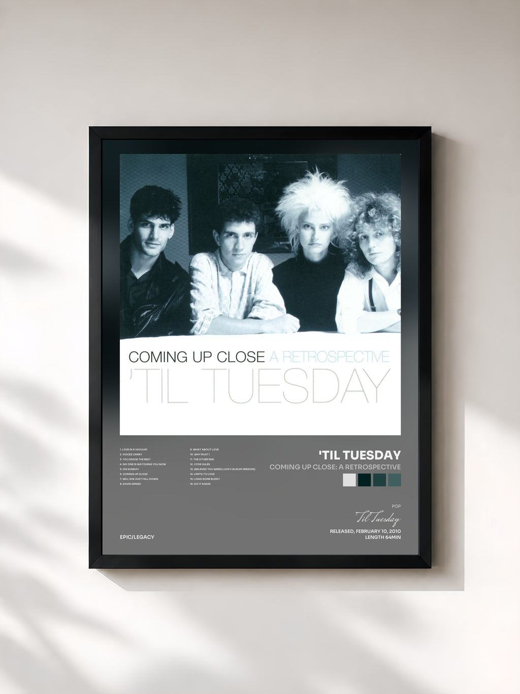 #noir Tableau de l'album Coming Up Close: A Retrospective de 'Til Tuesday, cadre noir, imprimé et encadré en France
