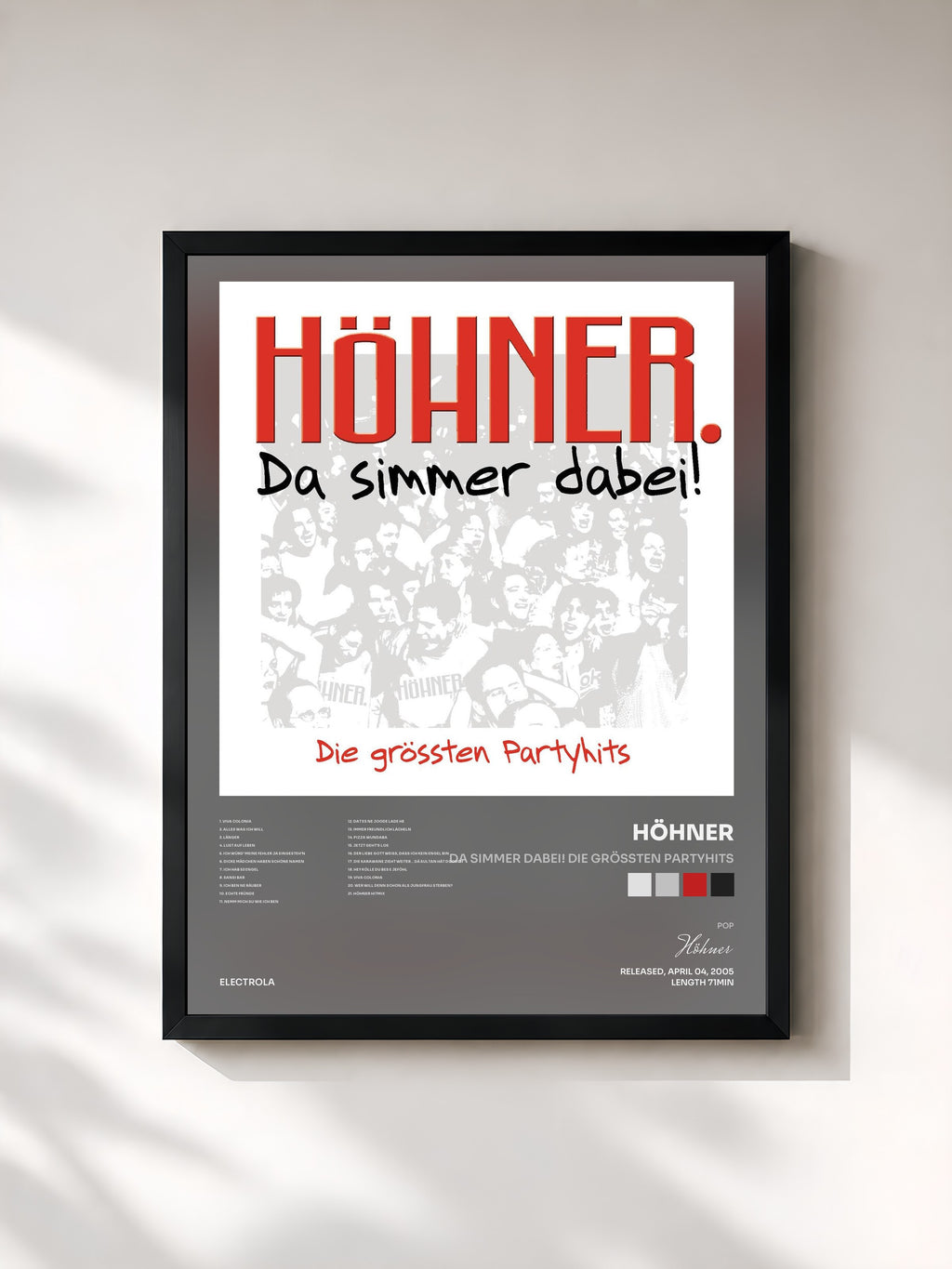 #noir Tableau de l'album Da Simmer Dabei! Die Grössten Partyhits de Höhner, cadre noir, imprimé et encadré en France