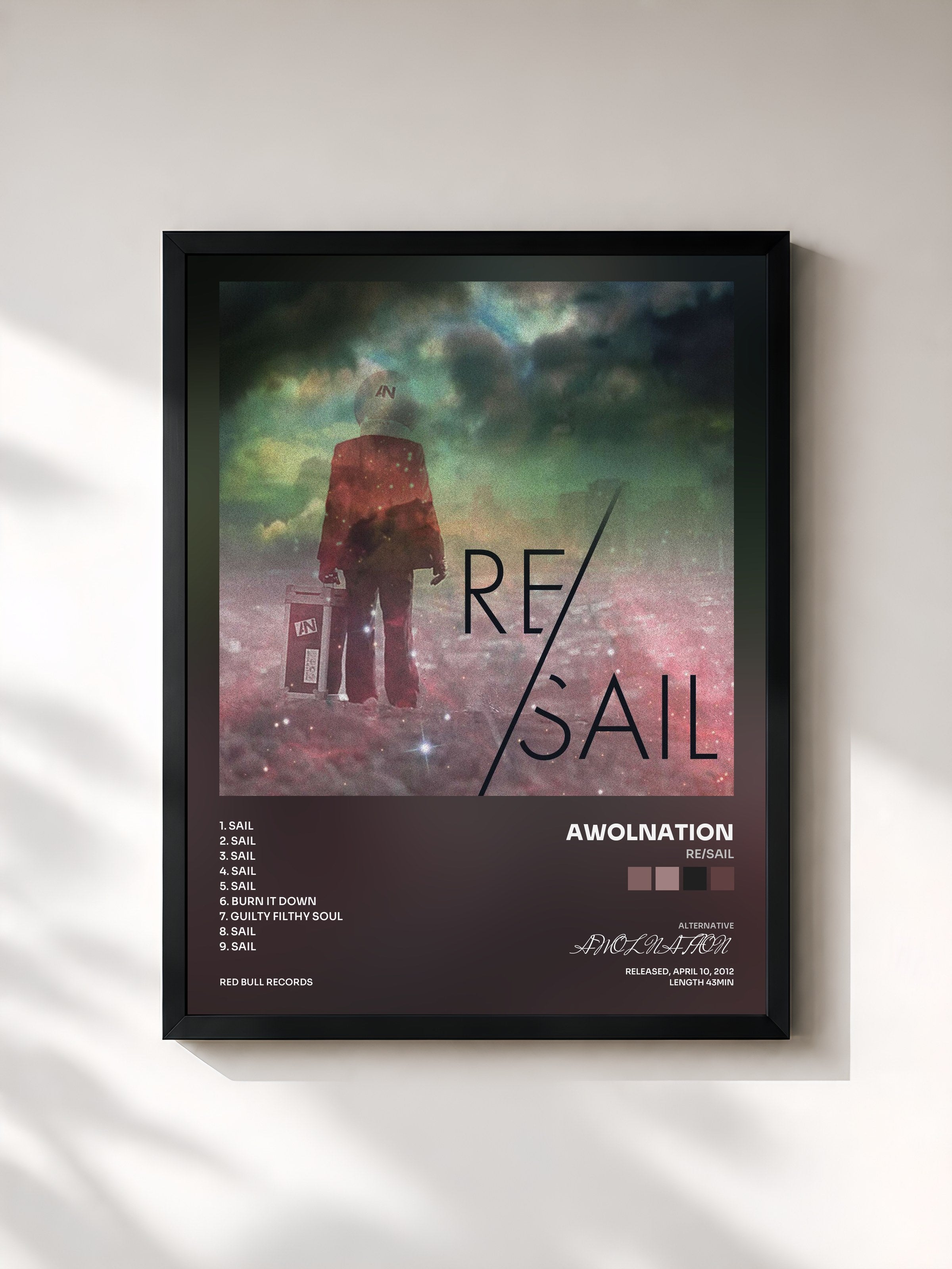 #noir Tableau de l'album RE/Sail de AWOLNATION, cadre noir, imprimé et encadré en France