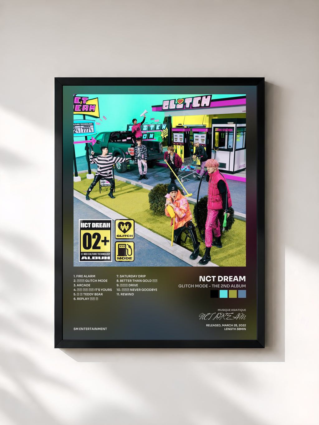 #noir Tableau de l'album Glitch Mode - The 2nd Album de NCT DREAM, cadre noir, imprimé et encadré en France