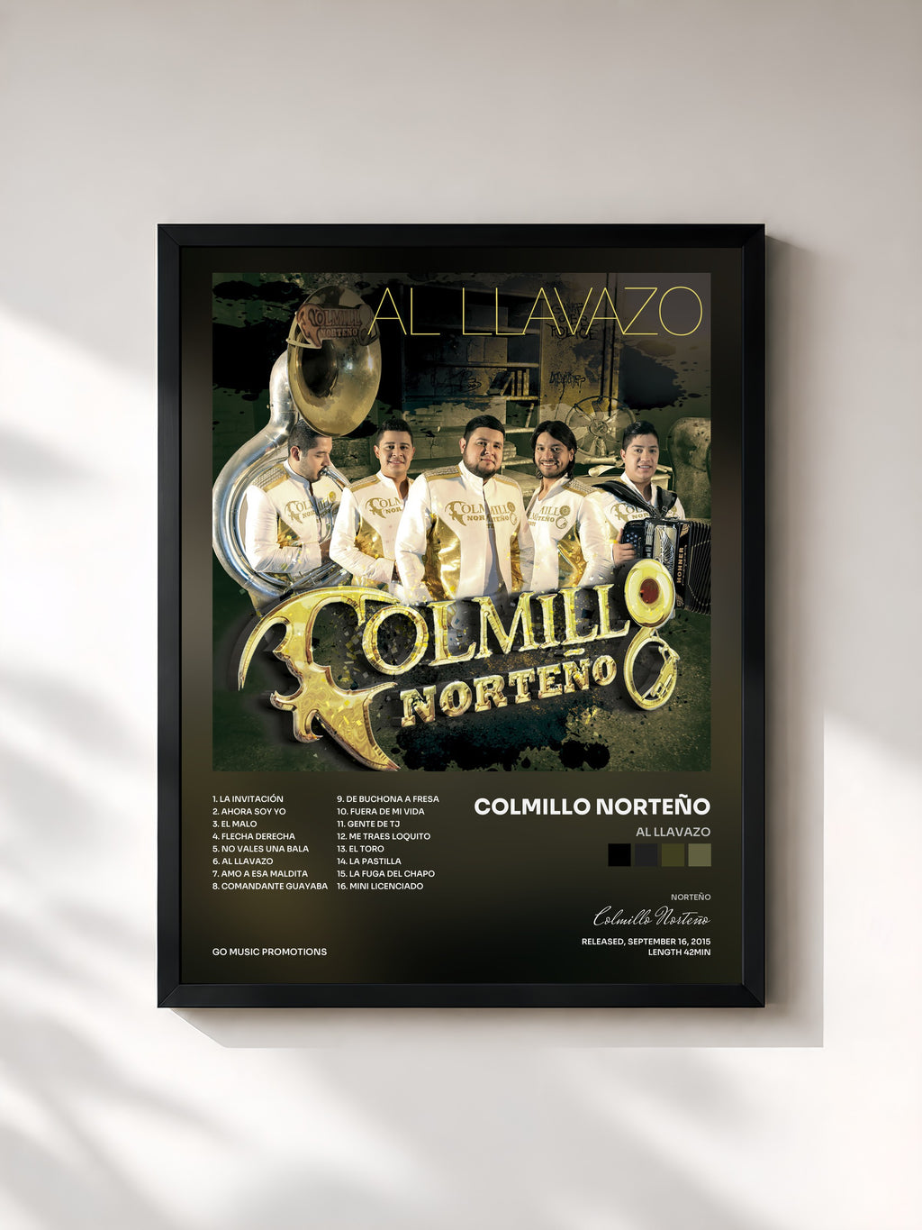 #noir Tableau de l'album Al Llavazo de Colmillo Norteño, cadre noir, imprimé et encadré en France
