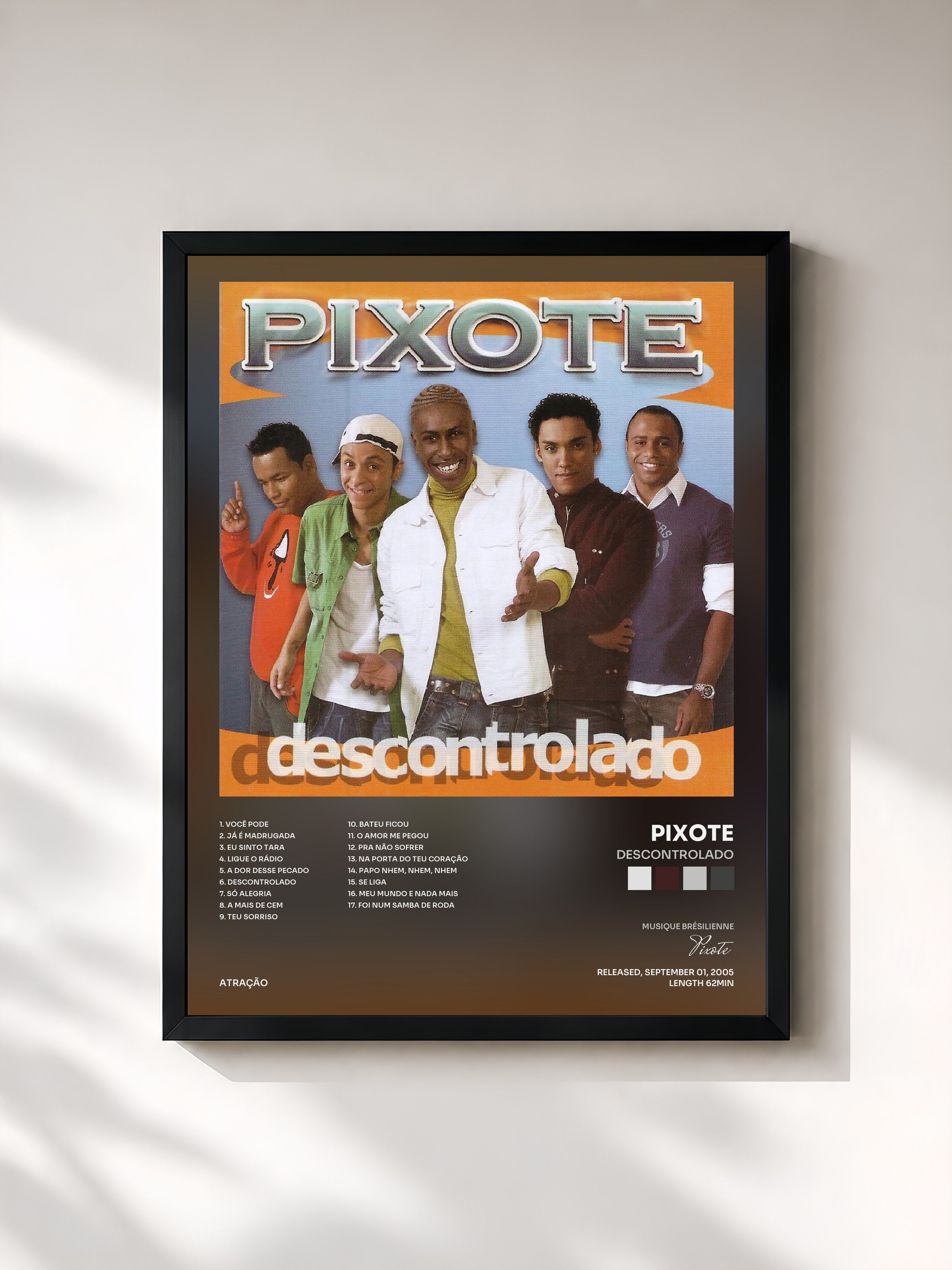 #noir Tableau de l'album Descontrolado de Pixote, cadre noir, imprimé et encadré en France