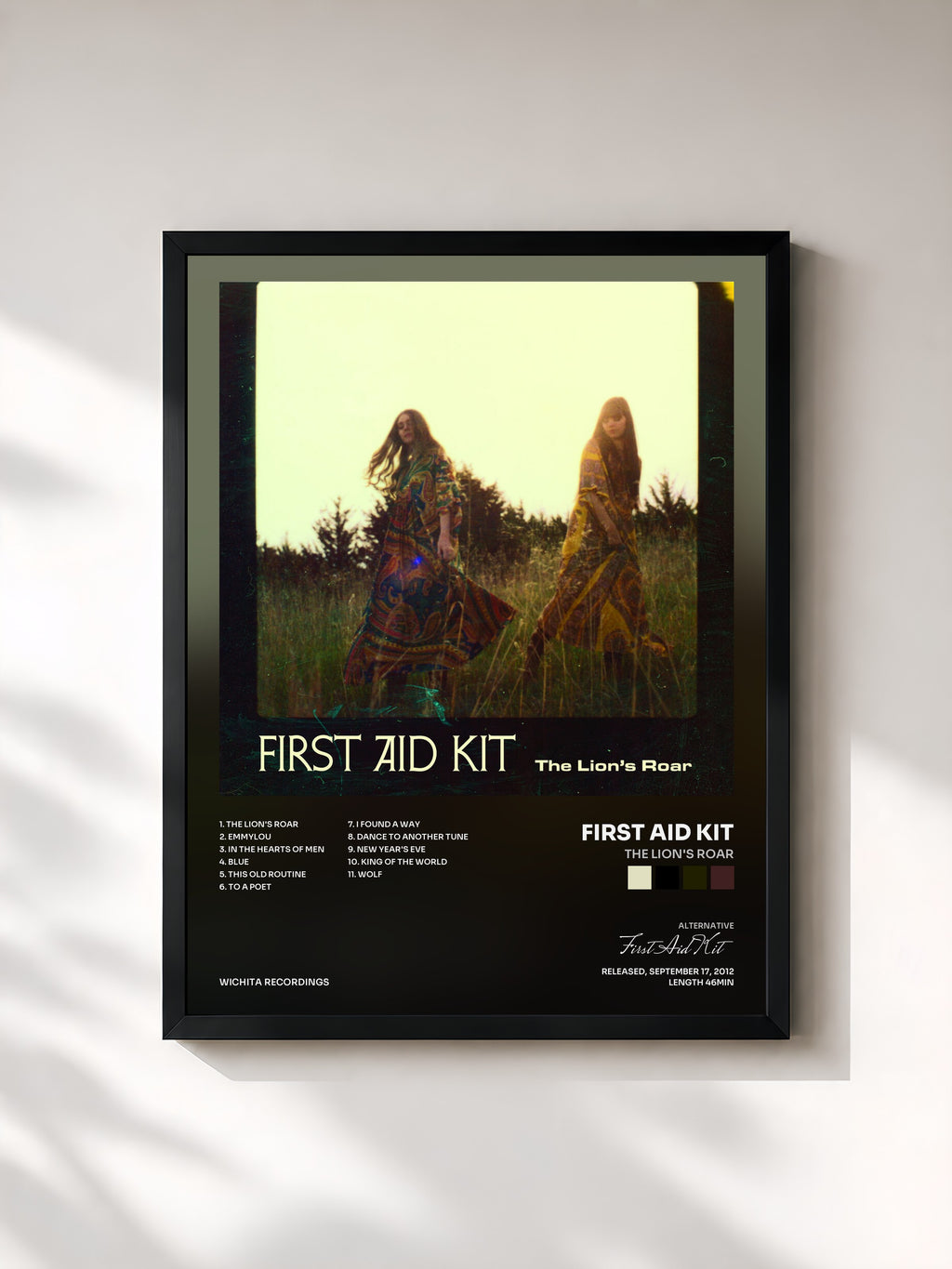 #noir Tableau de l'album The Lion's Roar de First Aid Kit, cadre noir, imprimé et encadré en France