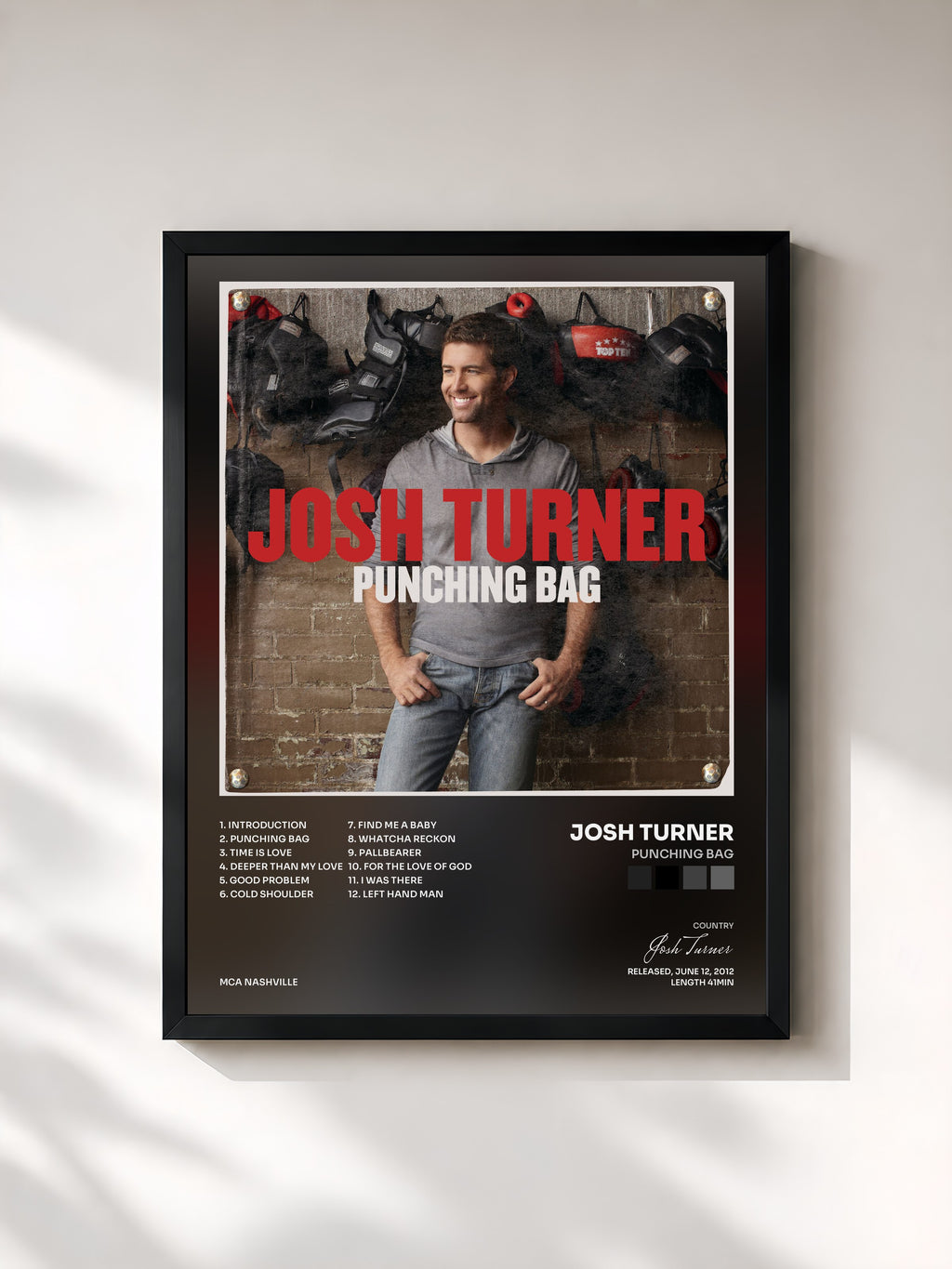 #noir Tableau de l'album Punching Bag de Josh Turner, cadre noir, imprimé et encadré en France