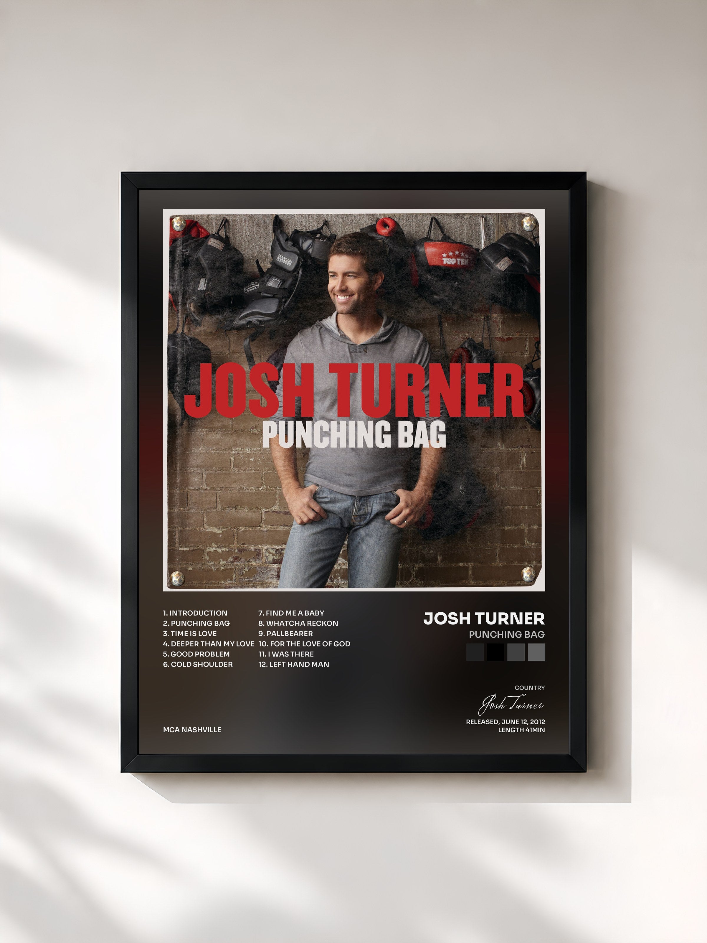 #noir Tableau de l'album Punching Bag de Josh Turner, cadre noir, imprimé et encadré en France