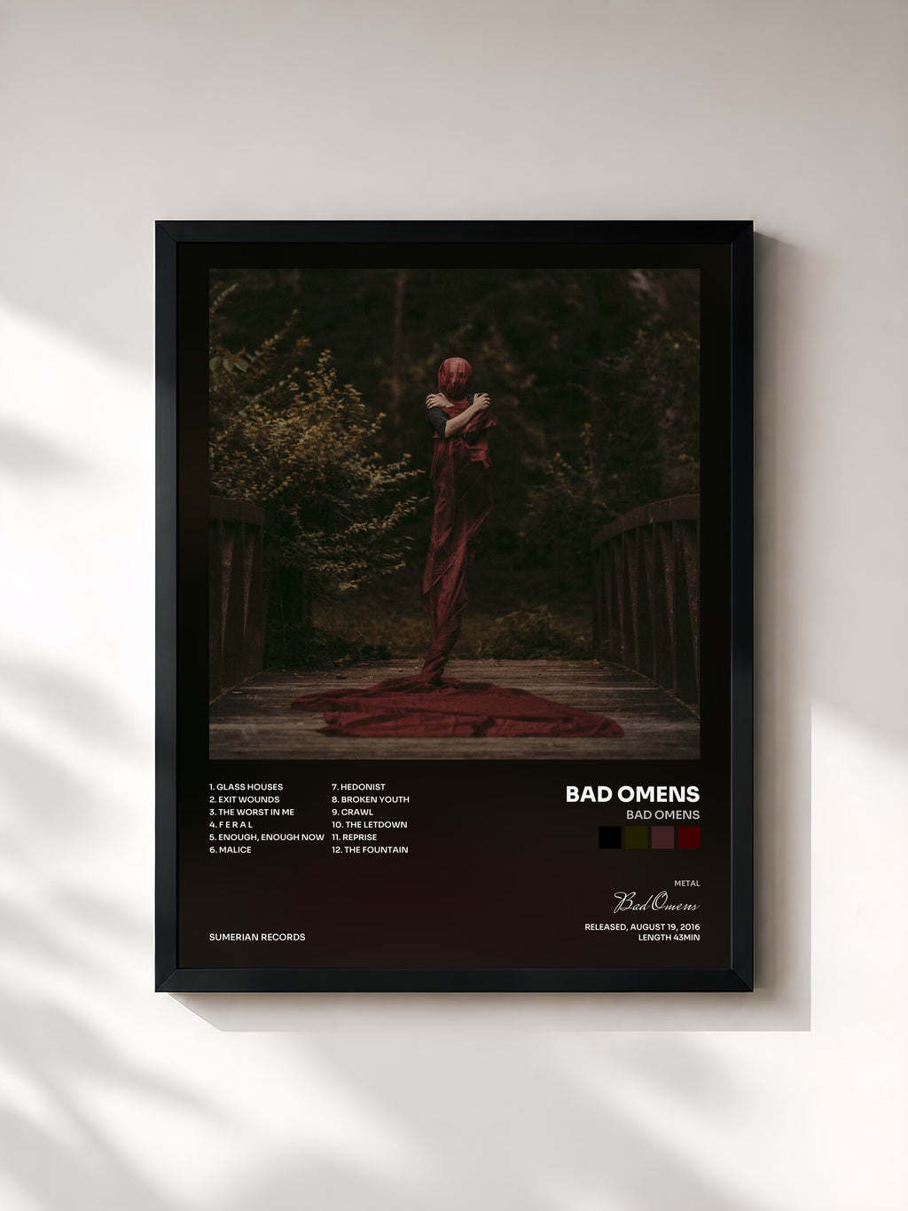 #noir Tableau de l'album Bad Omens de Bad Omens, cadre noir, imprimé et encadré en France