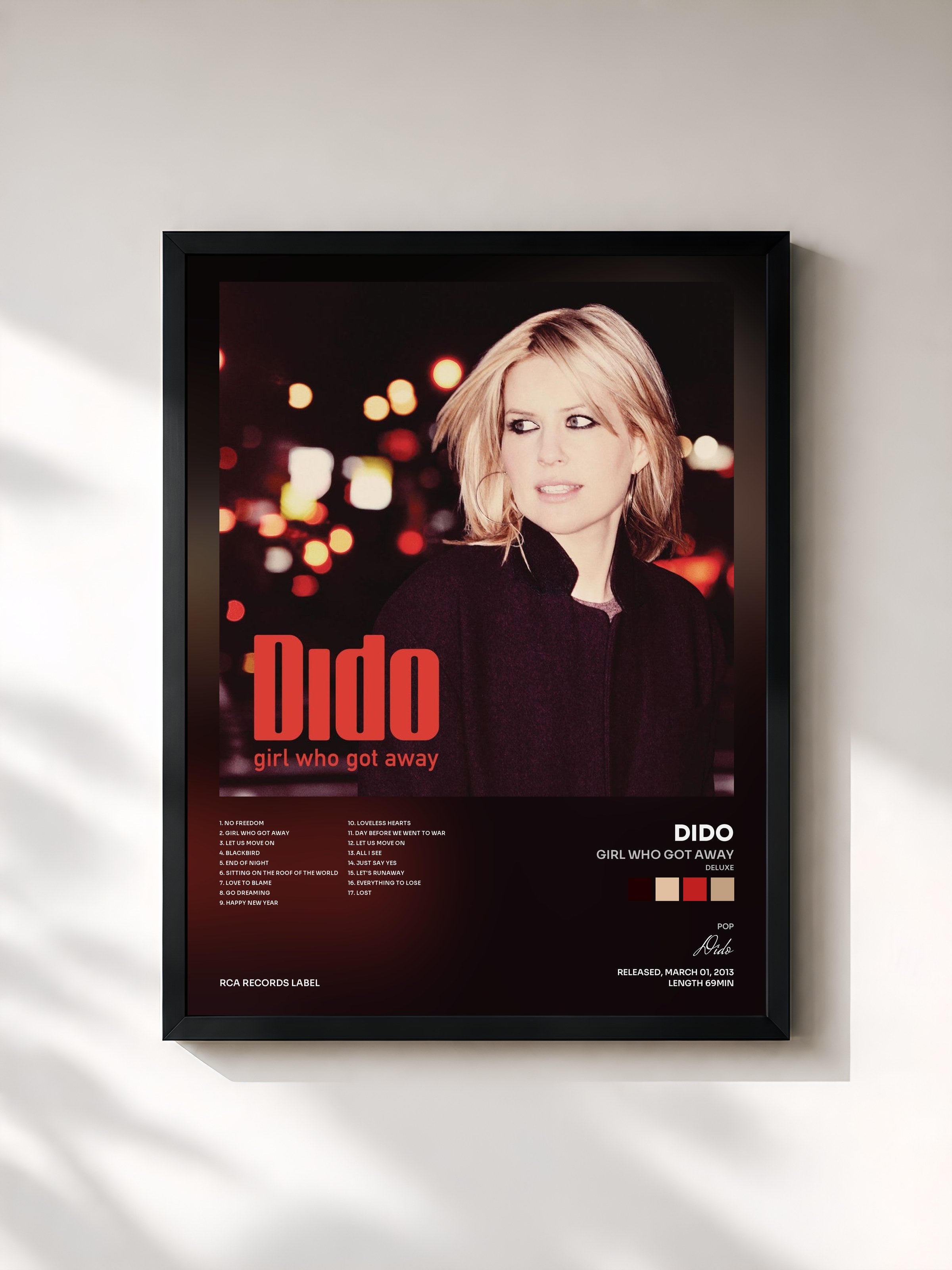 #noir Tableau de l'album Girl Who Got Away (Deluxe) de Dido, cadre noir, imprimé et encadré en France