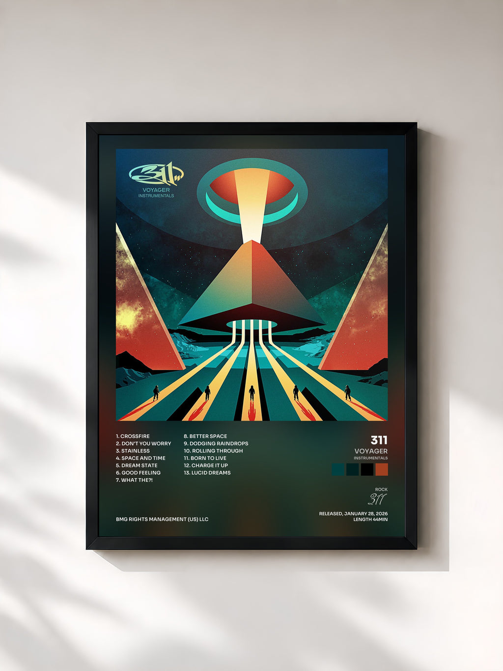 #noir Tableau de l'album Voyager (Instrumentals) de 311, cadre noir, imprimé et encadré en France