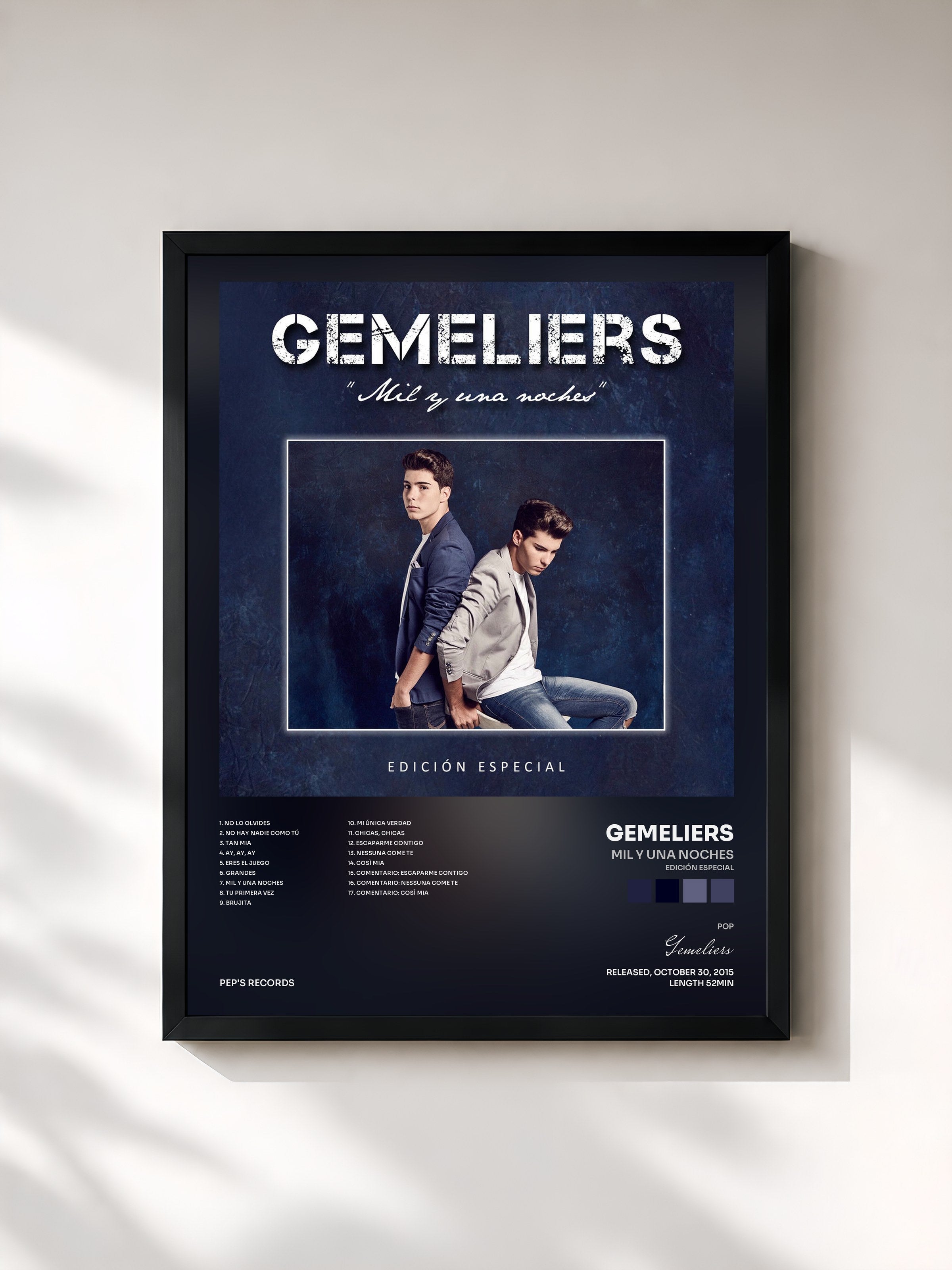 #noir Tableau de l'album Mil y una Noches (Edición Especial) de Gemeliers, cadre noir, imprimé et encadré en France