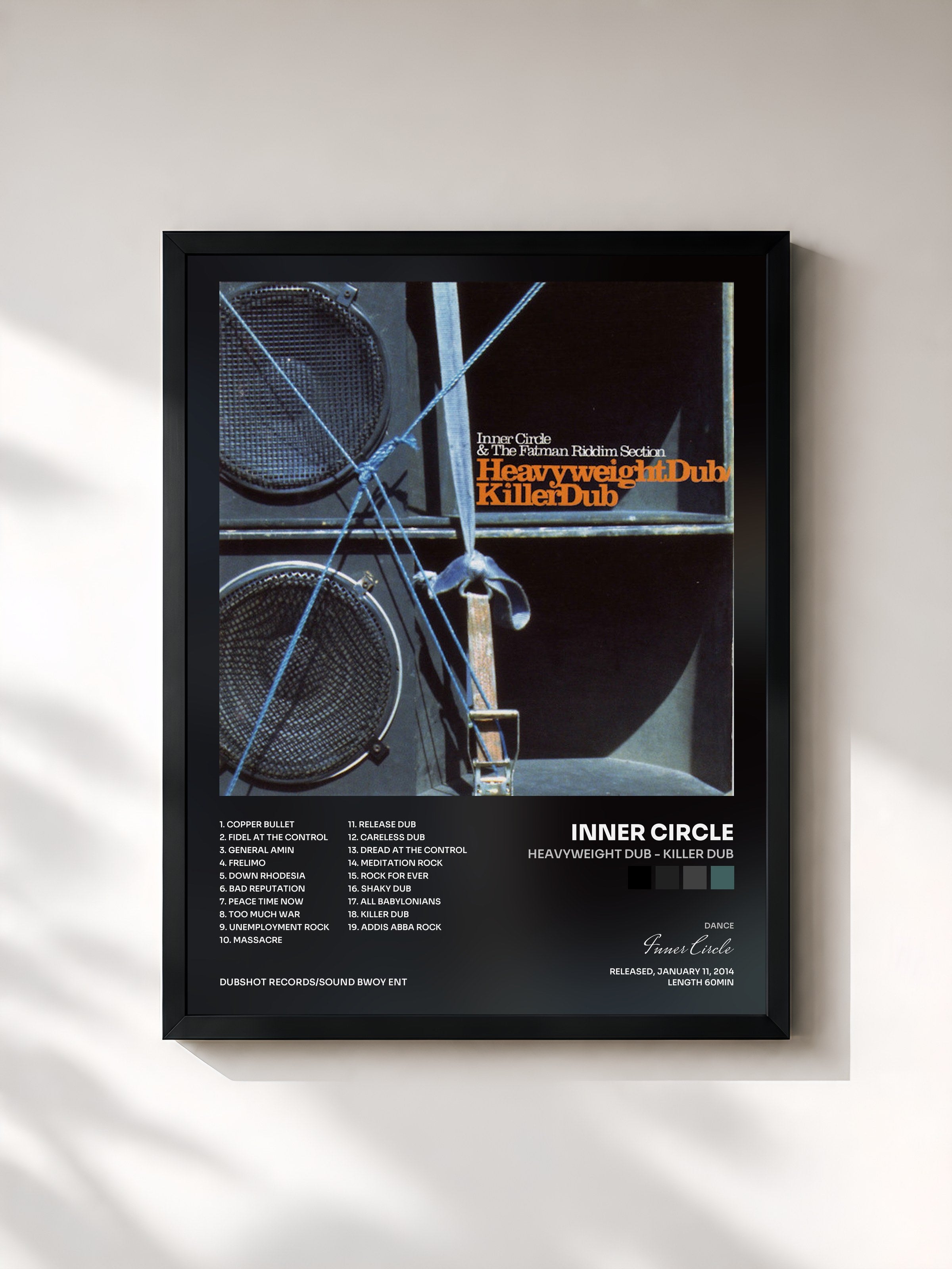 #noir Tableau de l'album Heavyweight Dub - Killer Dub de Inner Circle, cadre noir, imprimé et encadré en France