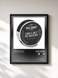 #noir Tableau de l'album Can I Get an Outlaw de Luke Combs, cadre noir, imprimé et encadré en France