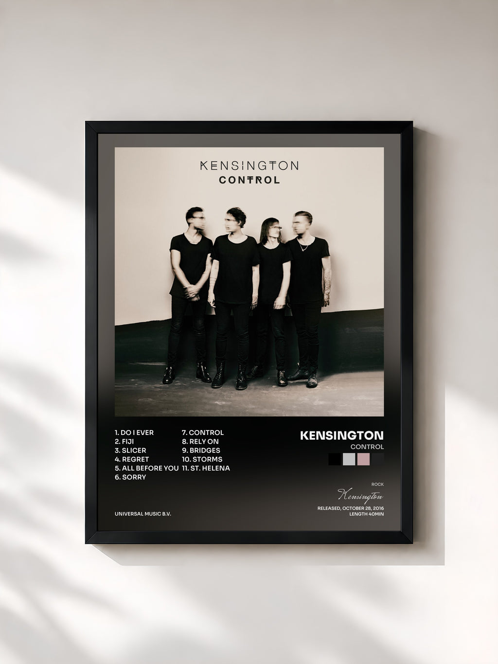 #noir Tableau de l'album Control de Kensington, cadre noir, imprimé et encadré en France