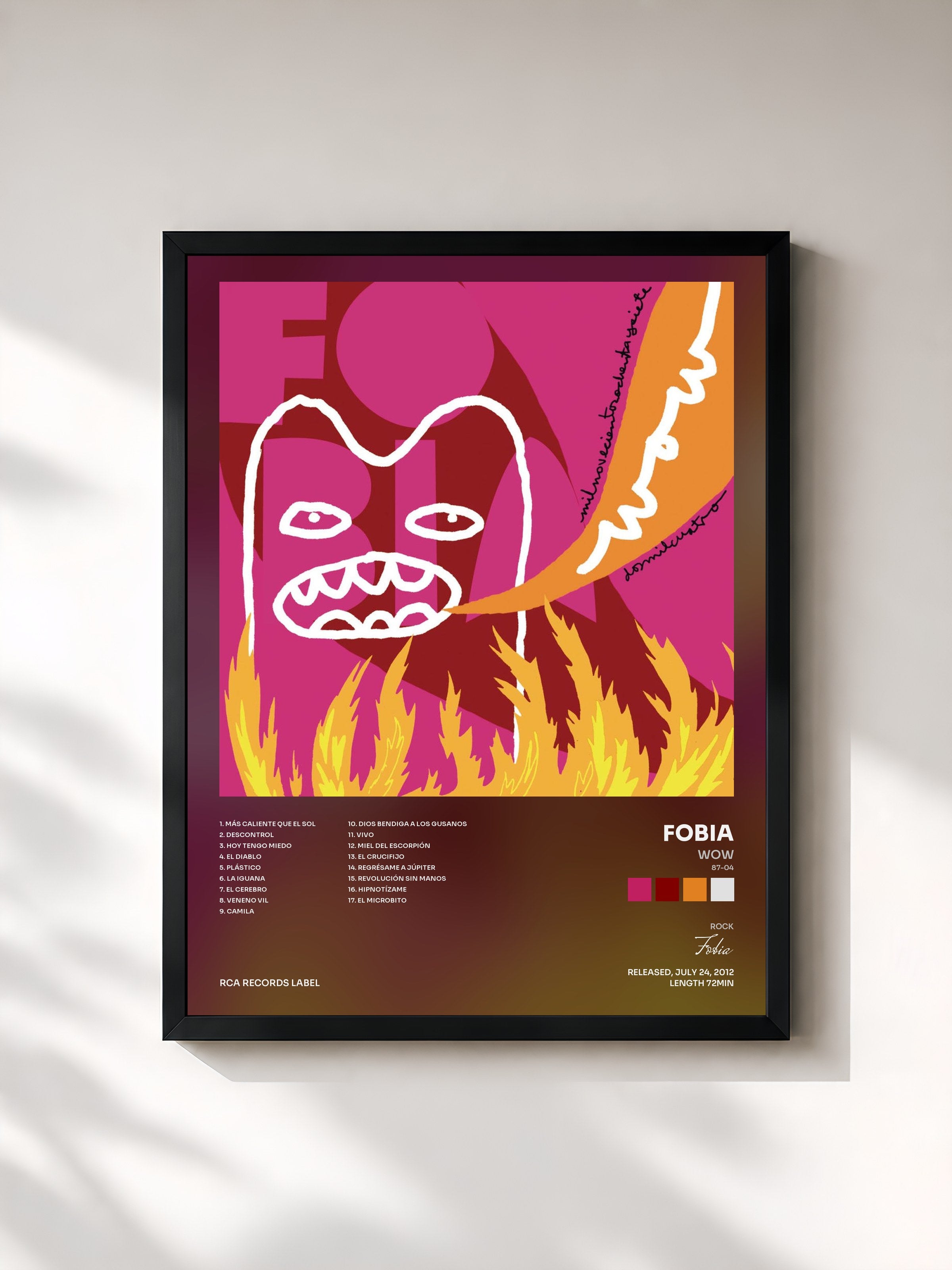 #noir Tableau de l'album Wow (87-04) de Fobia, cadre noir, imprimé et encadré en France