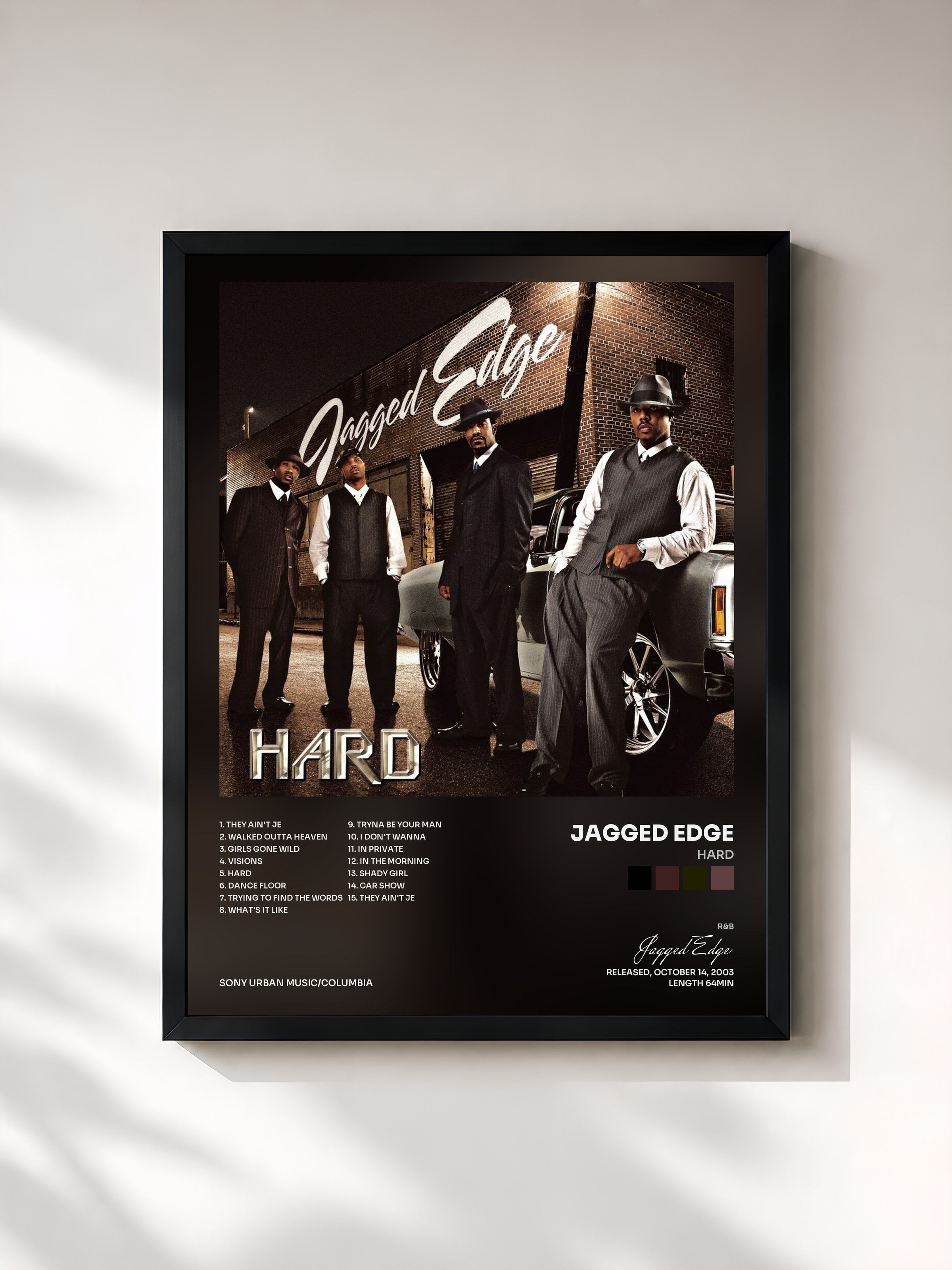 #noir Tableau de l'album Hard de Jagged Edge, cadre noir, imprimé et encadré en France