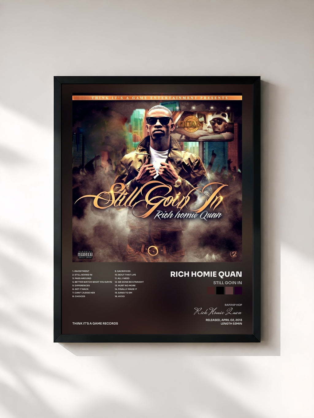 #noir Still Goin In di Rich Homie Quan in stampa incorniciata, cornice nera, stampata e incorniciata in Francia