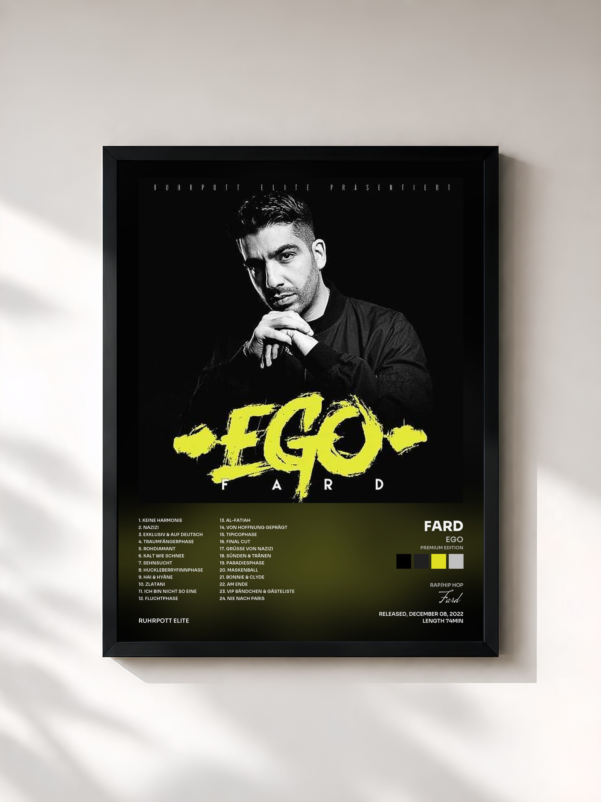 #noir Tableau de l'album Ego (Premium Edition) de Fard, cadre noir, imprimé et encadré en France