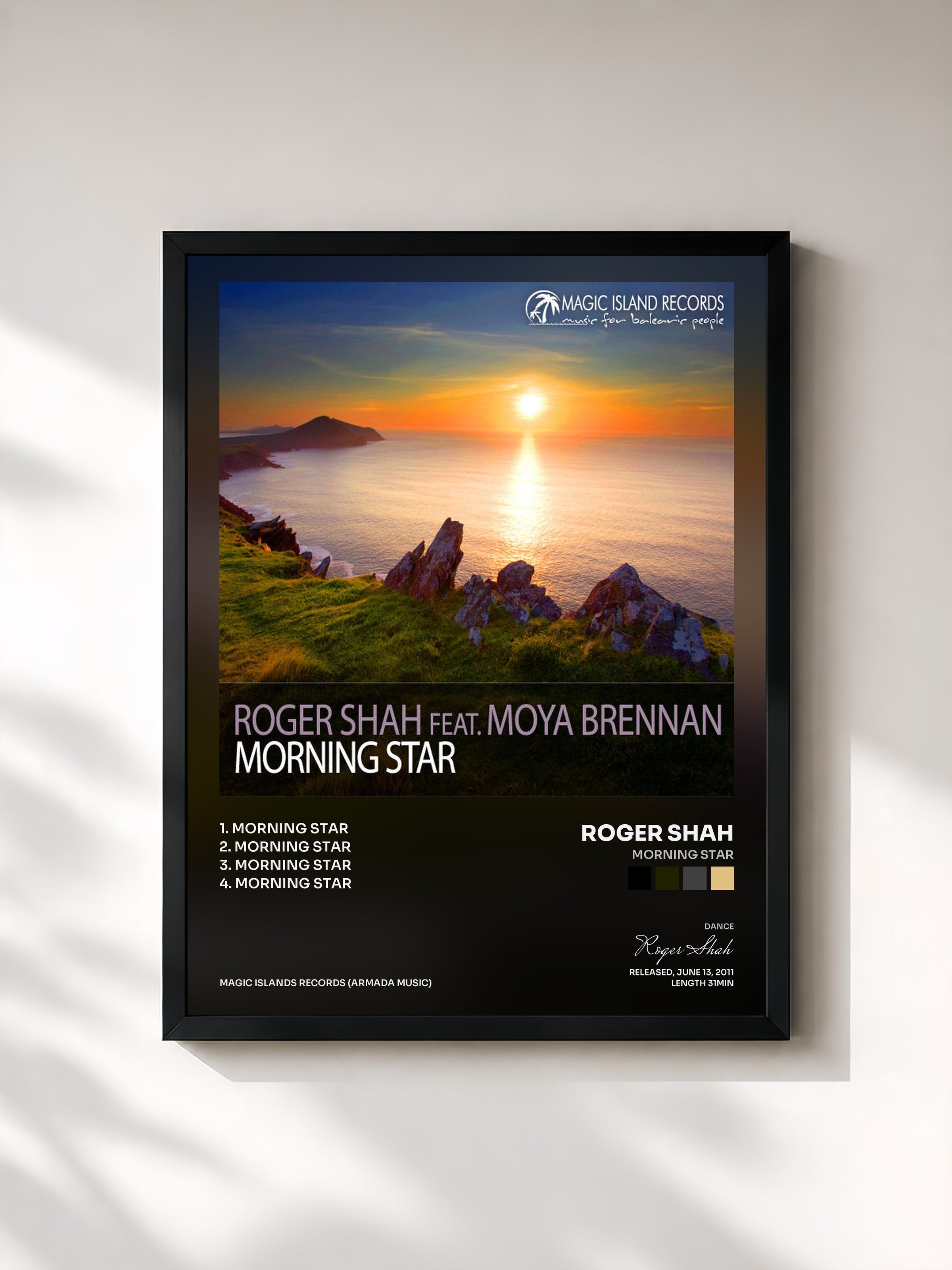 #noir Tableau de l'album Morning Star de Roger Shah, cadre noir, imprimé et encadré en France