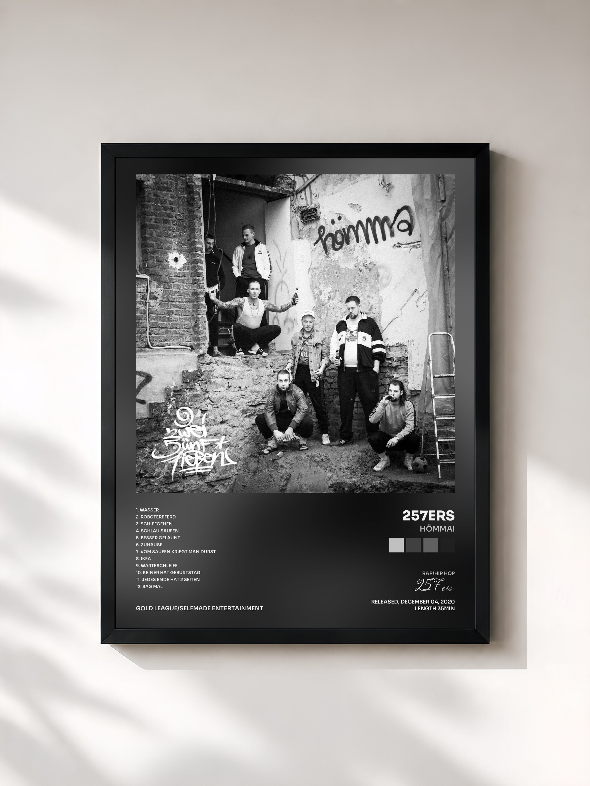 #noir Tableau de l'album HÖMMA! de 257ers, cadre noir, imprimé et encadré en France