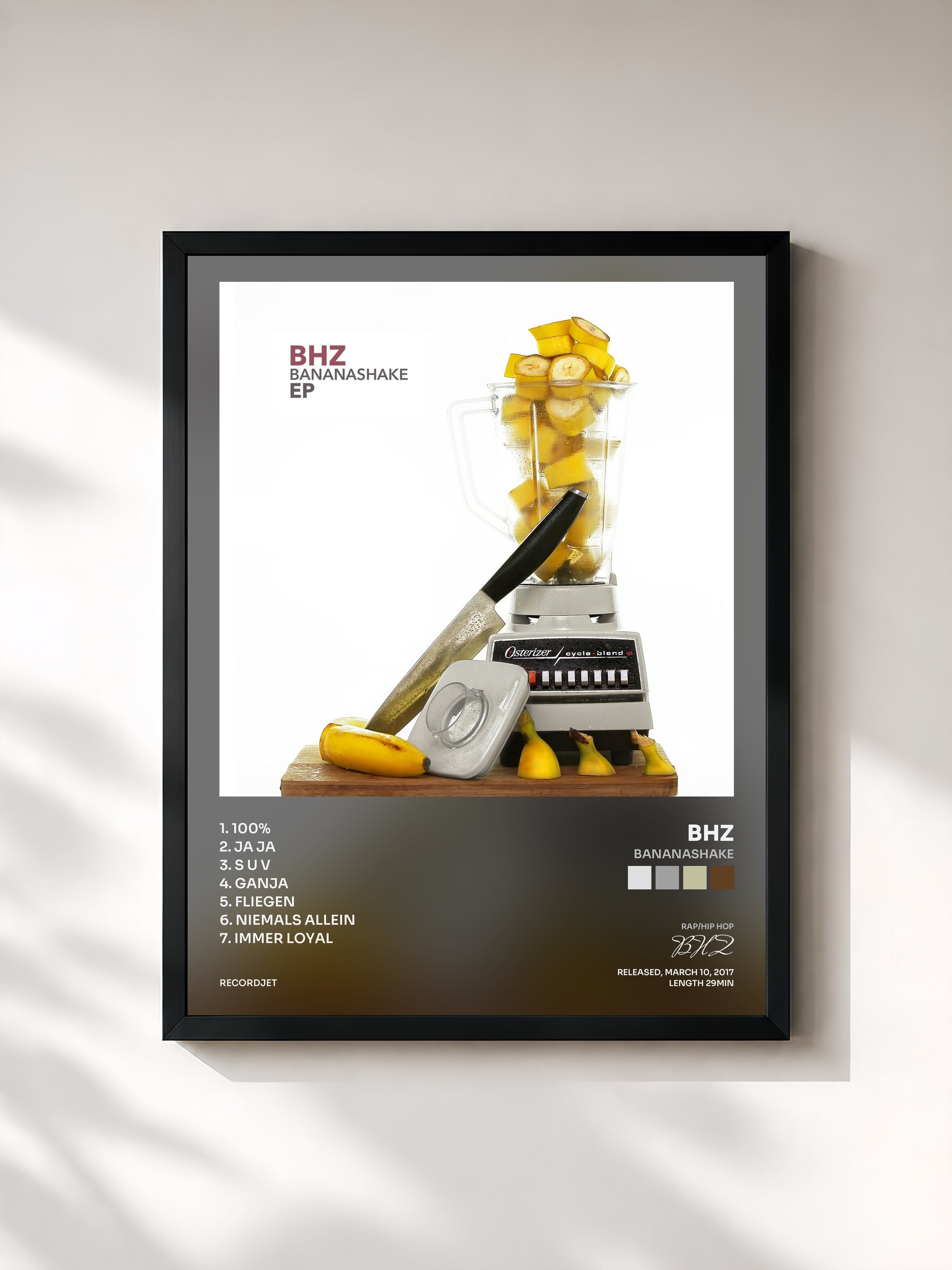#noir Tableau de l'album Bananashake de BHZ, cadre noir, imprimé et encadré en France