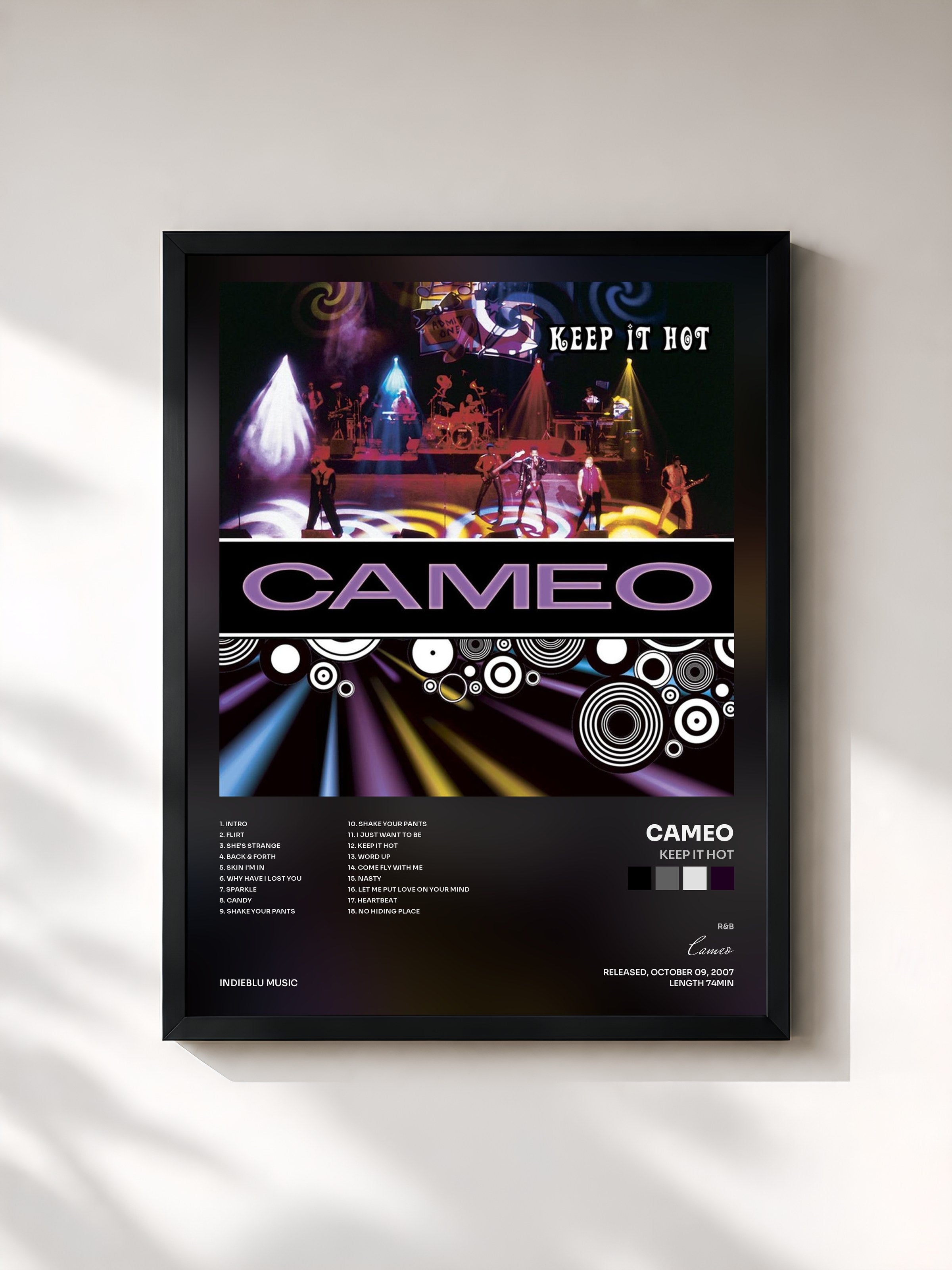 #noir Tableau de l'album Keep It Hot de Cameo, cadre noir, imprimé et encadré en France