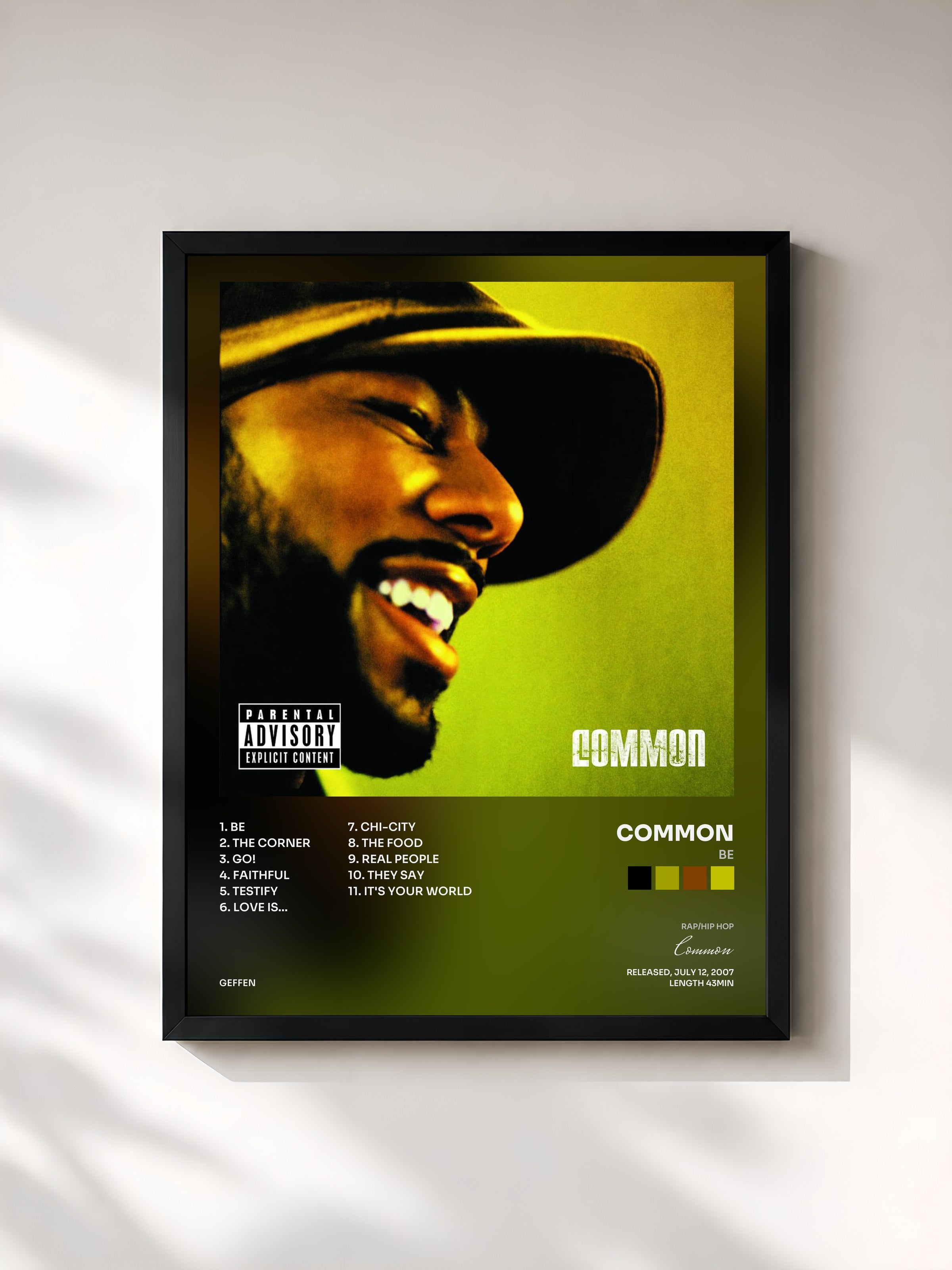 #noir Tableau de l'album Be de Common, cadre noir, imprimé et encadré en France