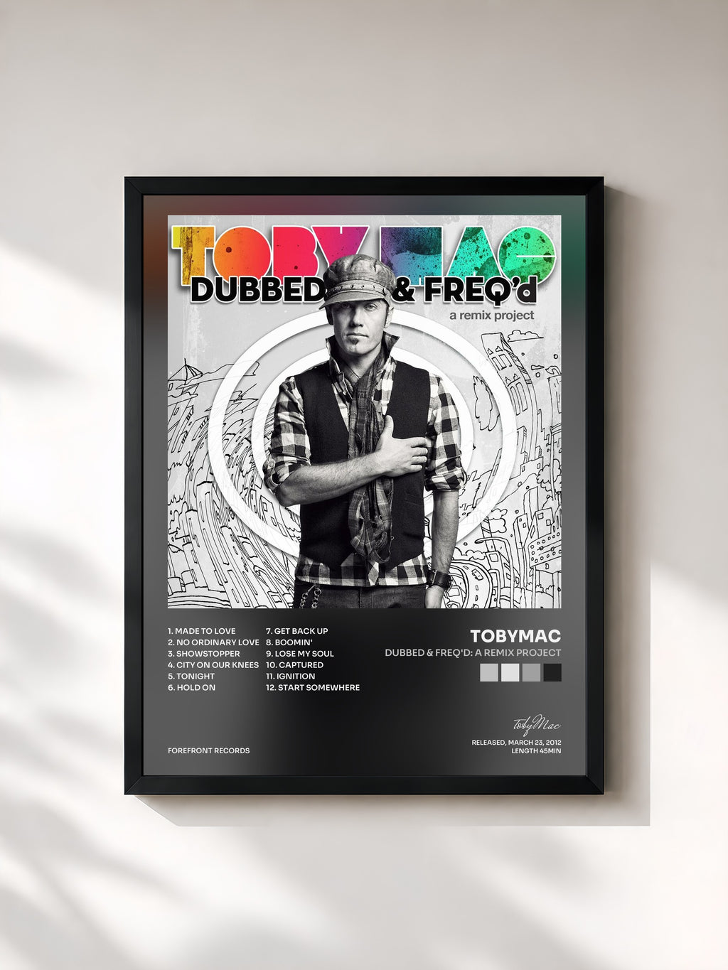 #noir Tableau de l'album Dubbed & Freq'd: A Remix Project de tobyMac, cadre noir, imprimé et encadré en France