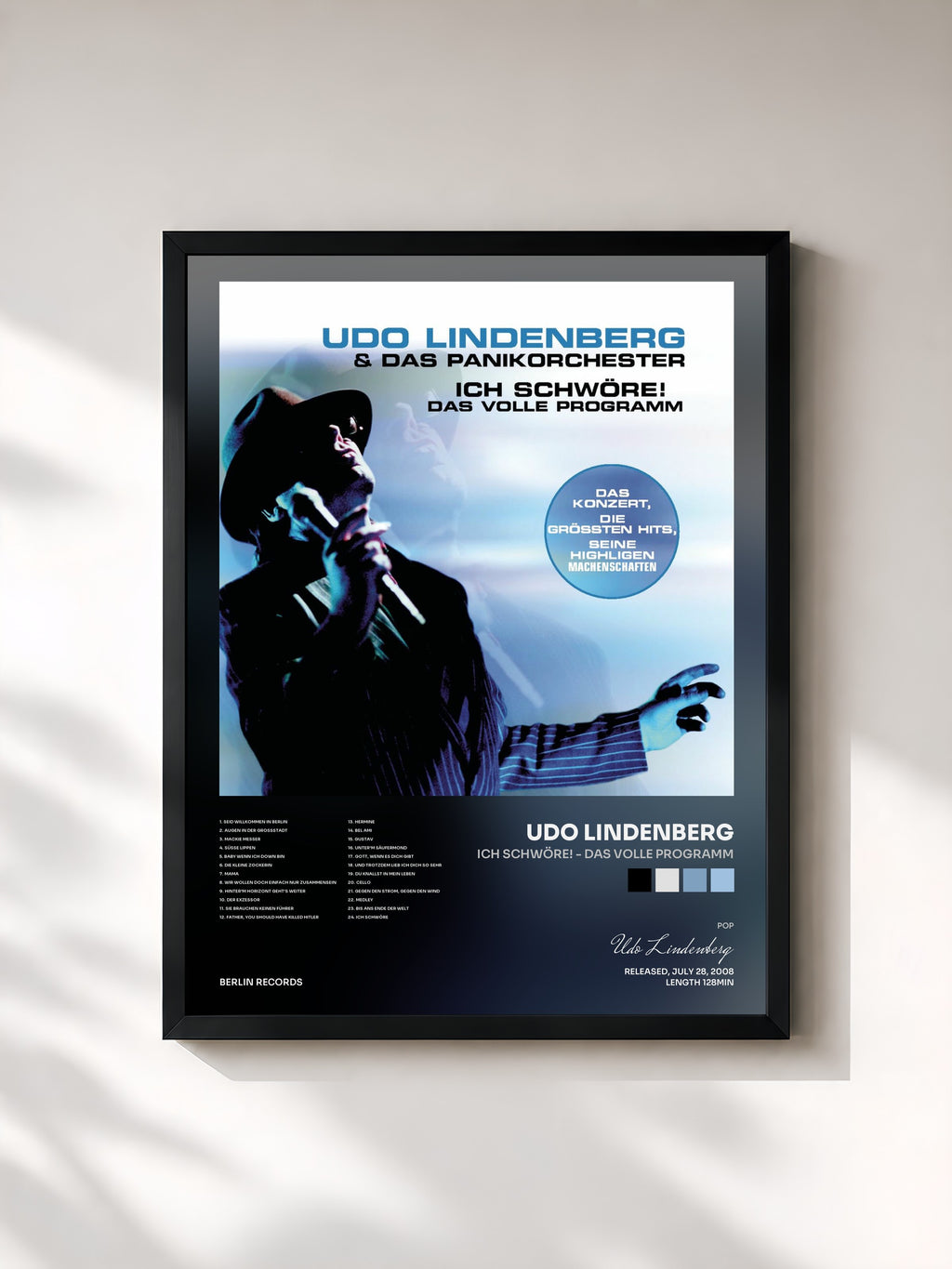 #noir Tableau de l'album Ich schwöre! - Das volle Programm de Udo Lindenberg, cadre noir, imprimé et encadré en France