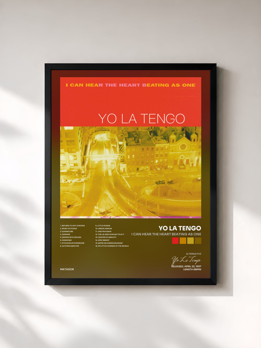 #noir Tableau de l'album I Can Hear The Heart Beating As One de Yo La Tengo, cadre noir, imprimé et encadré en France