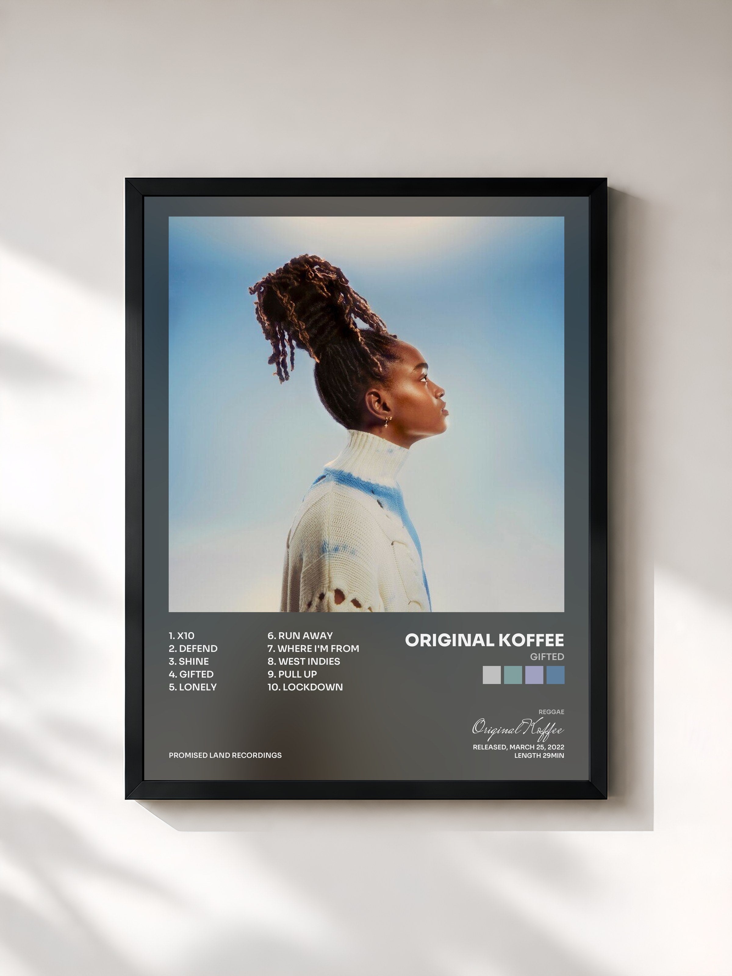 #noir Tableau de l'album Gifted de Original Koffee, cadre noir, imprimé et encadré en France