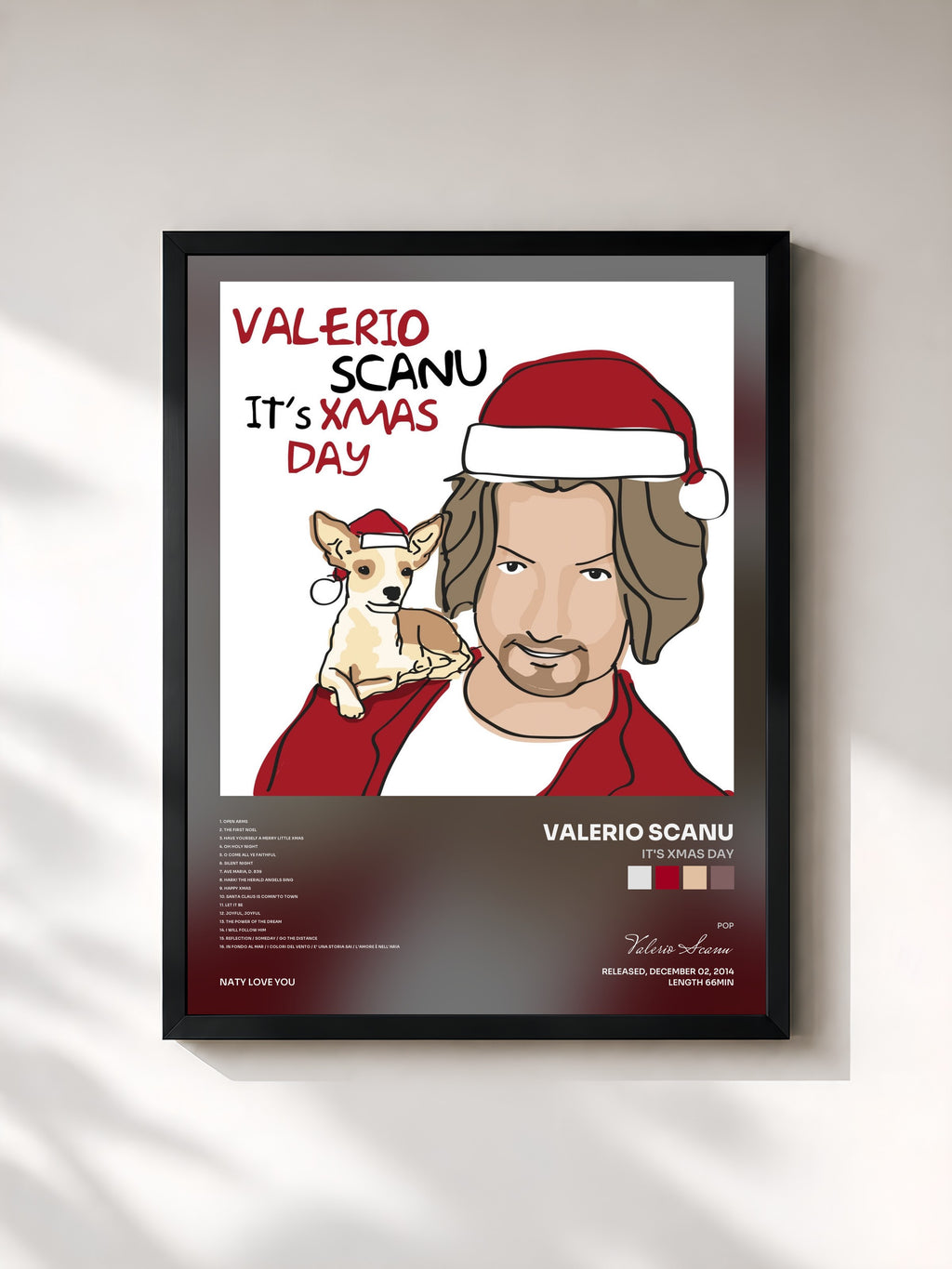 #noir Tableau de l'album It's Xmas Day de Valerio Scanu, cadre noir, imprimé et encadré en France